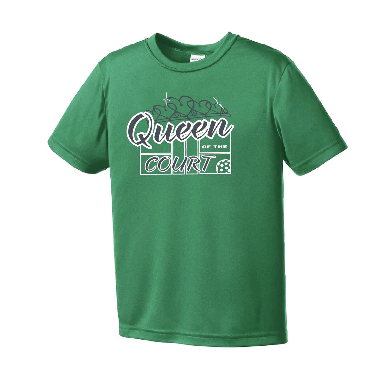Queen Of The Court | Youth Short Sleeve Pickleball Performance T-Shirts | 100% Polyester