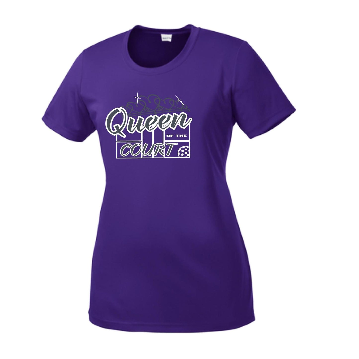 Queen Of The Pickleball Court | Women’s Short Sleeve Crewneck Pickleball Performance T-Shirts | 100% Polyester