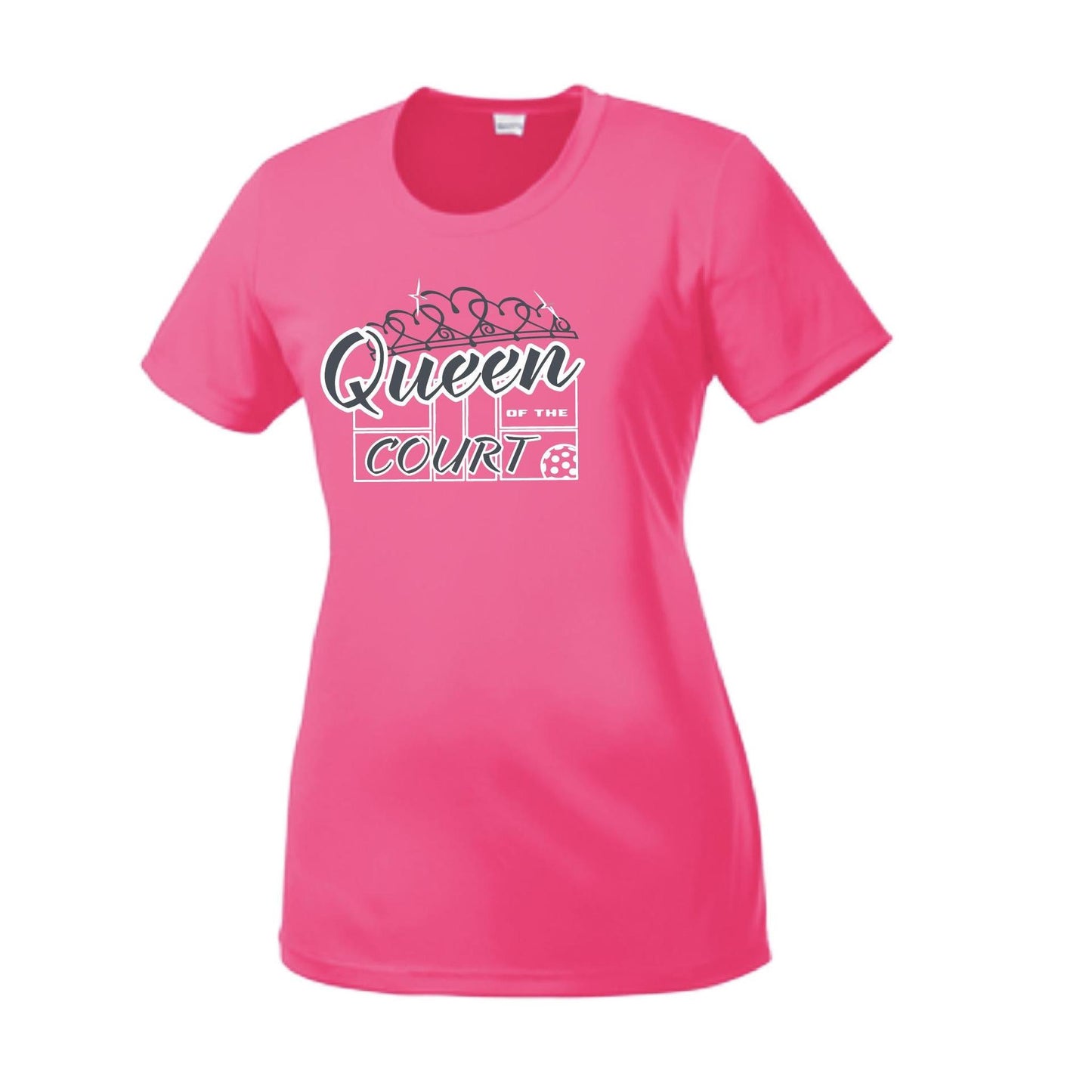 Queen Of The Pickleball Court | Women’s Short Sleeve Crewneck Pickleball Performance T-Shirts | 100% Polyester