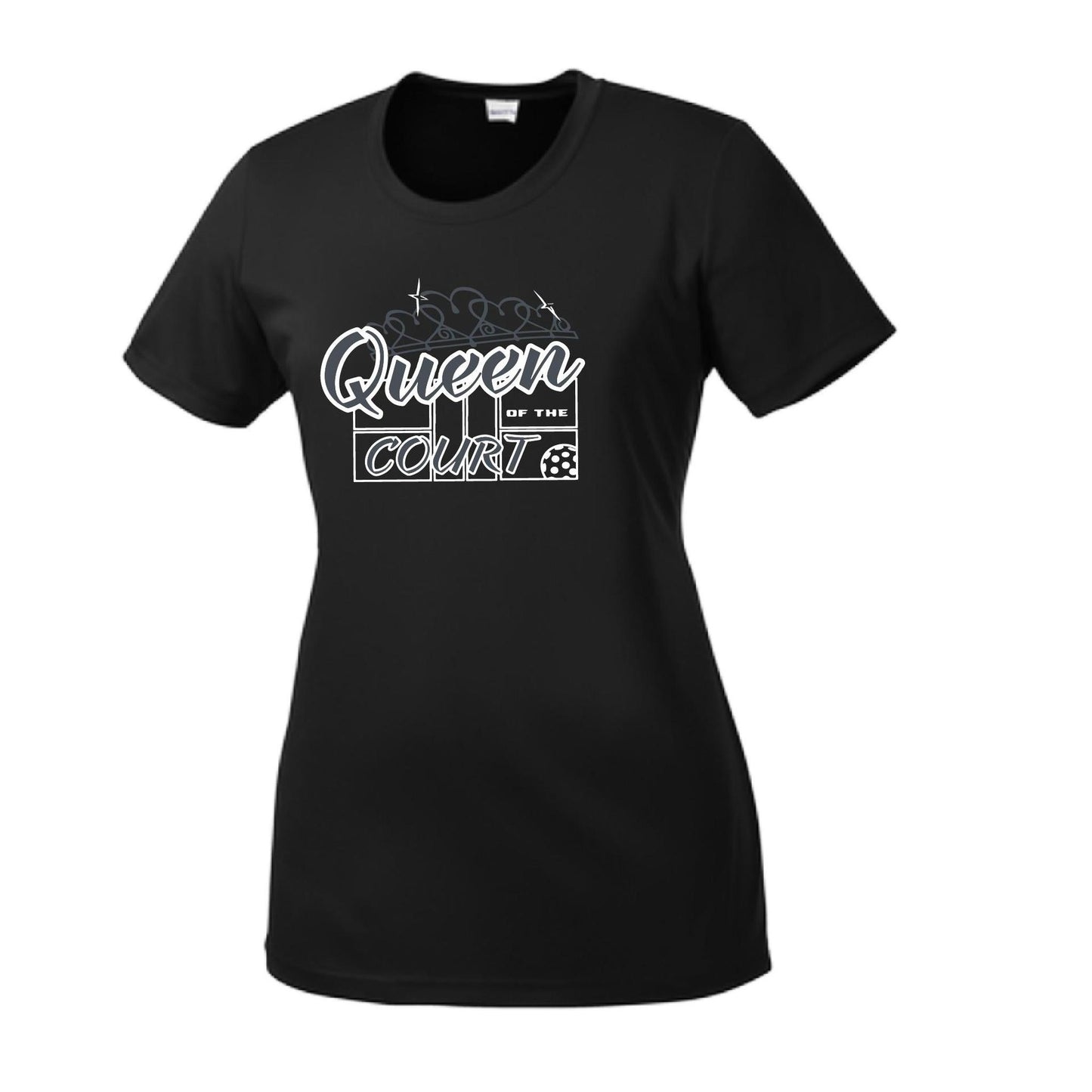 Queen Of The Pickleball Court | Women’s Short Sleeve Crewneck Pickleball Performance T-Shirts | 100% Polyester