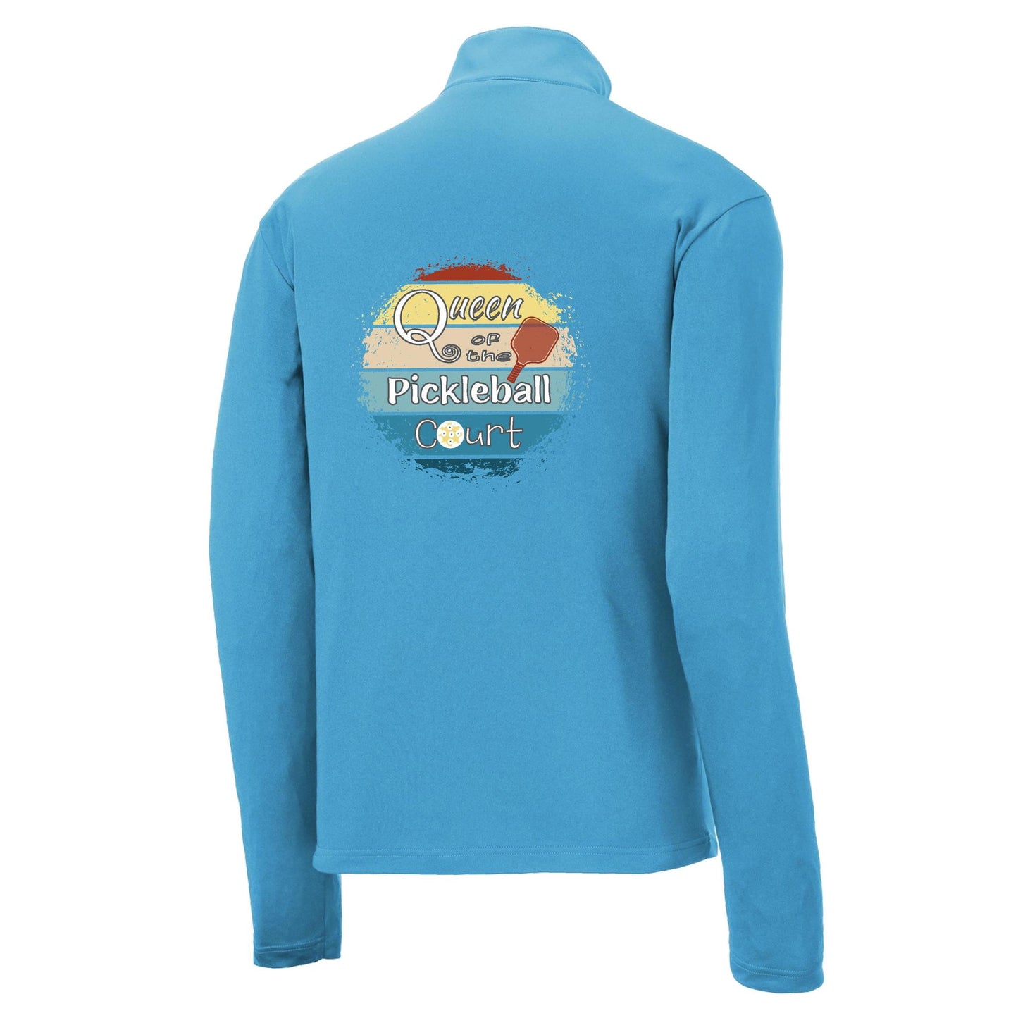Queen of the Pickleball Court | Men's 1/4 Zip Long Sleeve Pullover Athletic Performance Shirt | 100% Polyester
