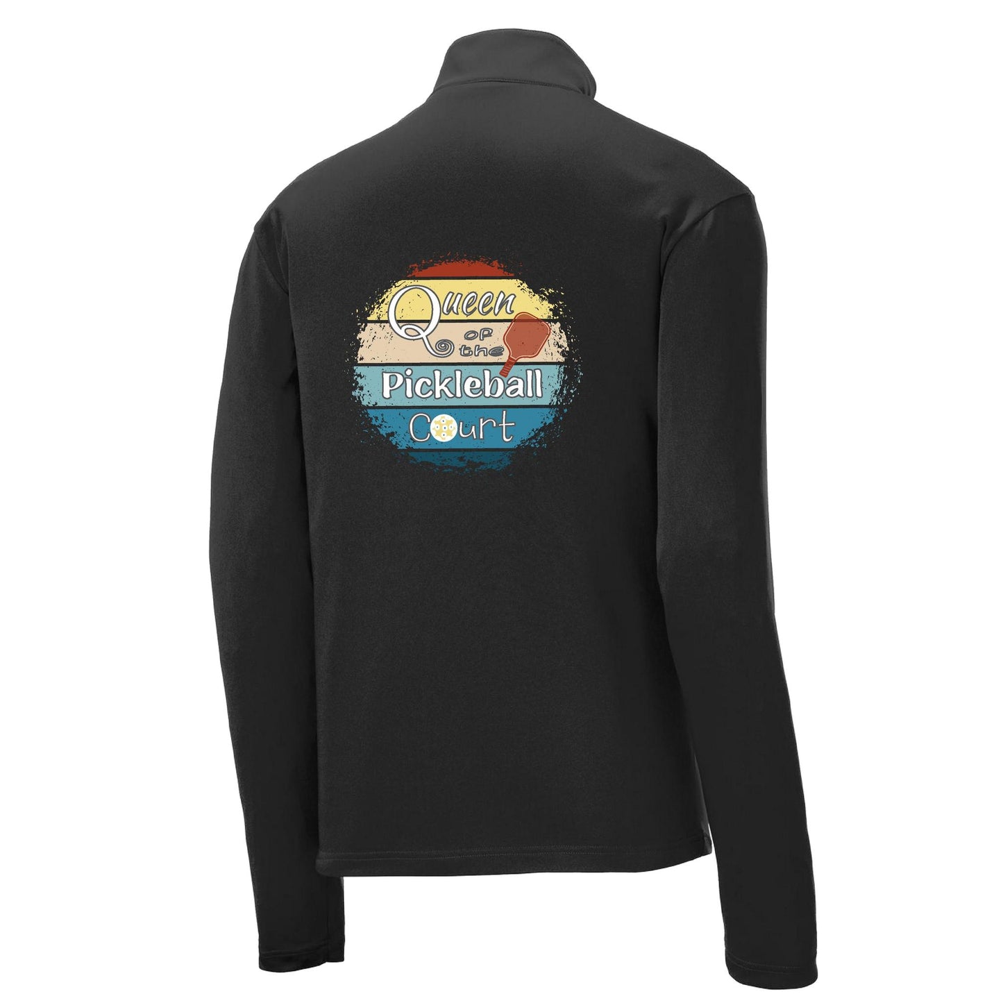 Queen of the Pickleball Court | Men's 1/4 Zip Long Sleeve Pullover Athletic Performance Shirt | 100% Polyester