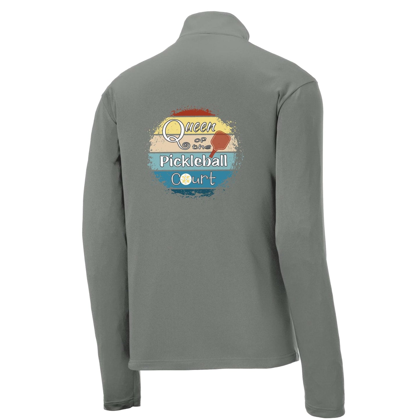 Queen of the Pickleball Court | Men's 1/4 Zip Long Sleeve Pullover Athletic Performance Shirt | 100% Polyester