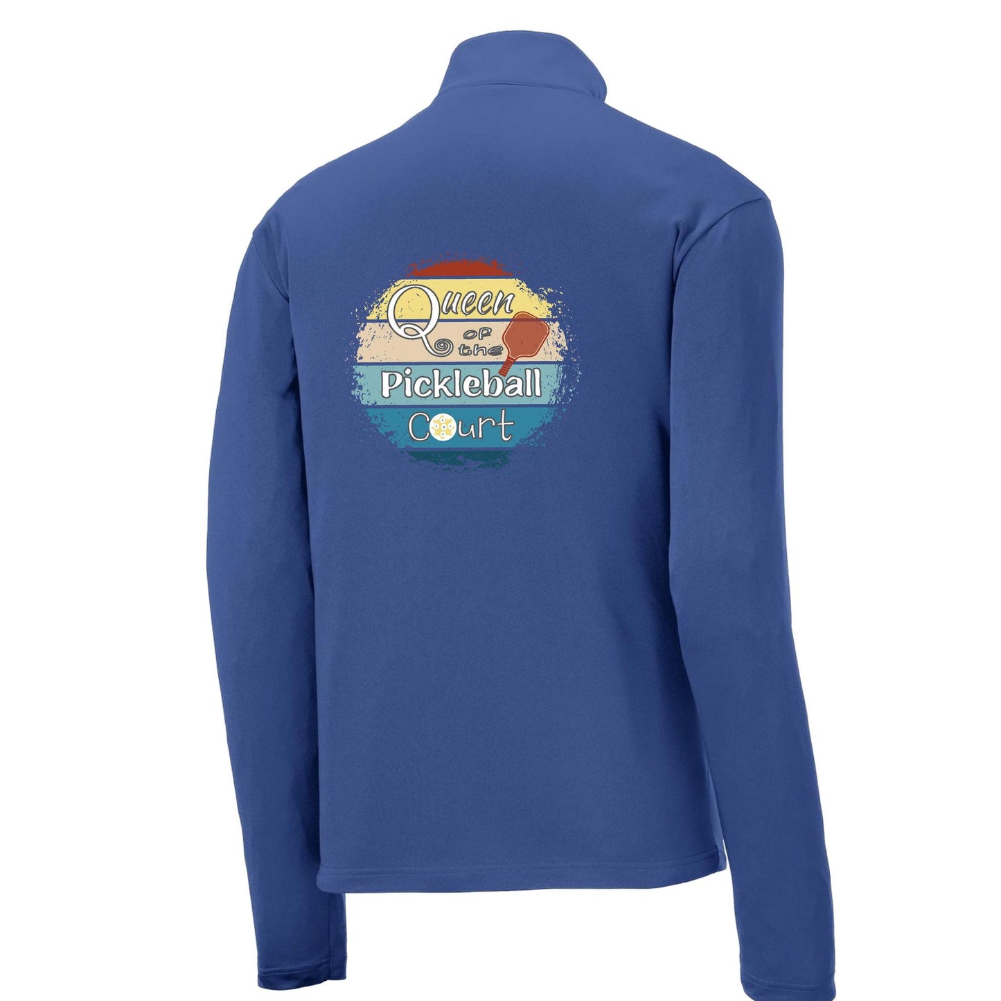 Queen of the Pickleball Court | Men's 1/4 Zip Long Sleeve Pullover Athletic Performance Shirt | 100% Polyester