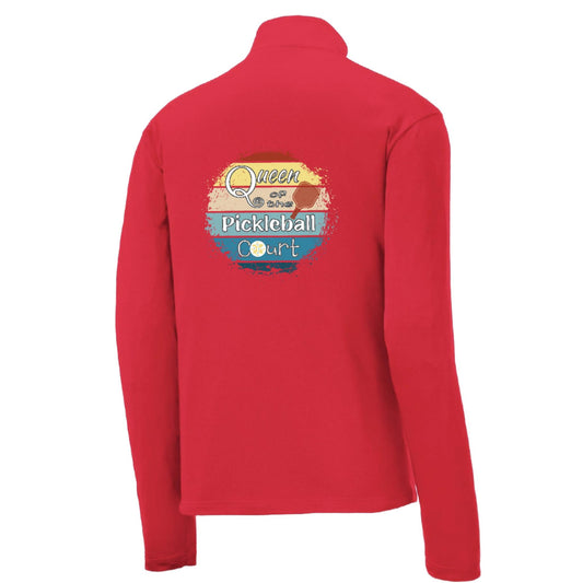 Queen of the Pickleball Court | Men's 1/4 Zip Long Sleeve Pullover Athletic Performance Shirt | 100% Polyester