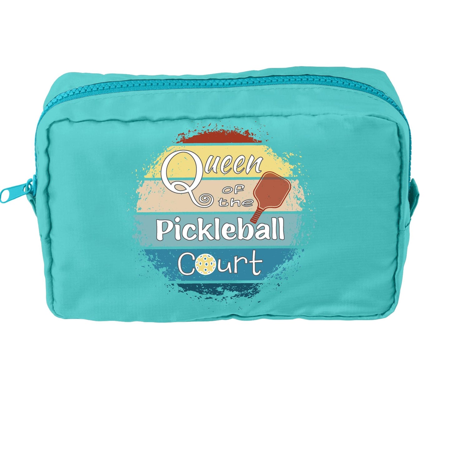 Queen of the Pickleball Court | Pickleball Dimensional Cosmetic Pouch Bag | Small Size Court Dimensional Bag
