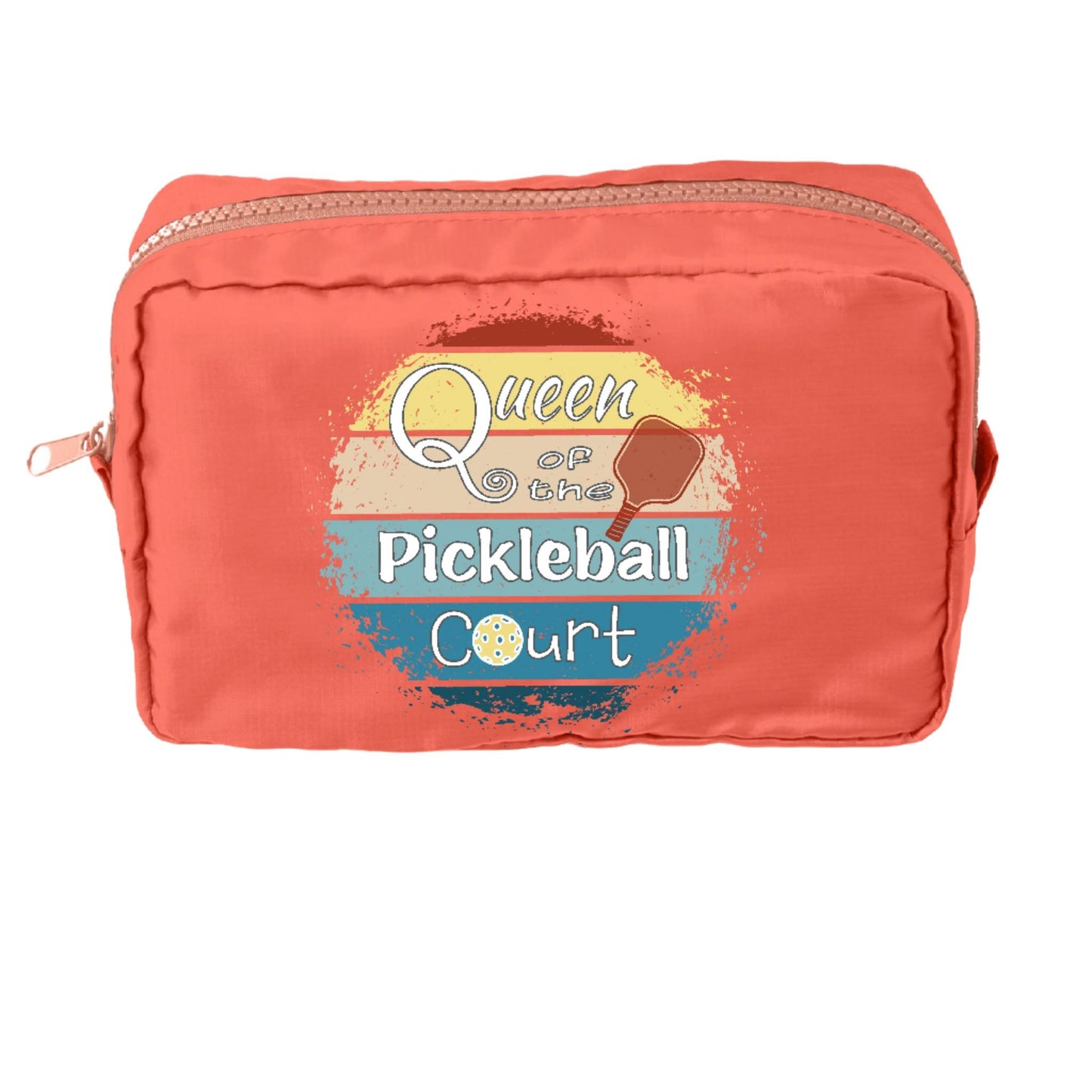 Queen of the Pickleball Court | Pickleball Dimensional Cosmetic Pouch Bag | Small Size Court Dimensional Bag