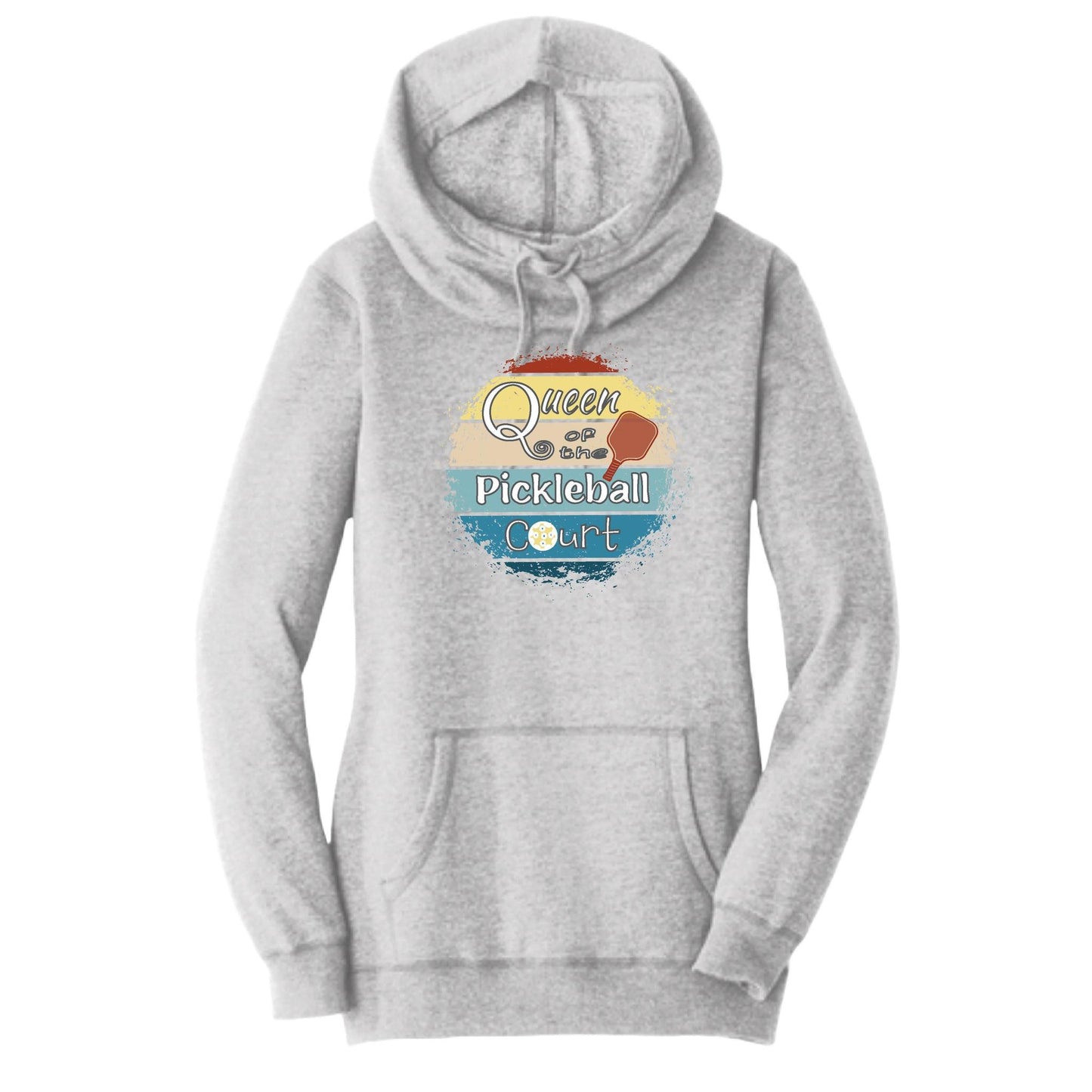 Queen of the Pickleball Court | Women’s Cowl-Neck Hoodie Pickleball Sweatshirt | 55% Cotton 45% Poly Fleece