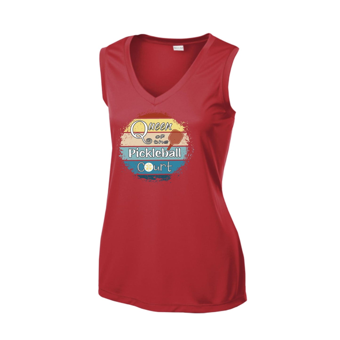 Queen of the Pickleball Court | Women’s Sleeveless Athletic Performance T-Shirt | 100% Polyester
