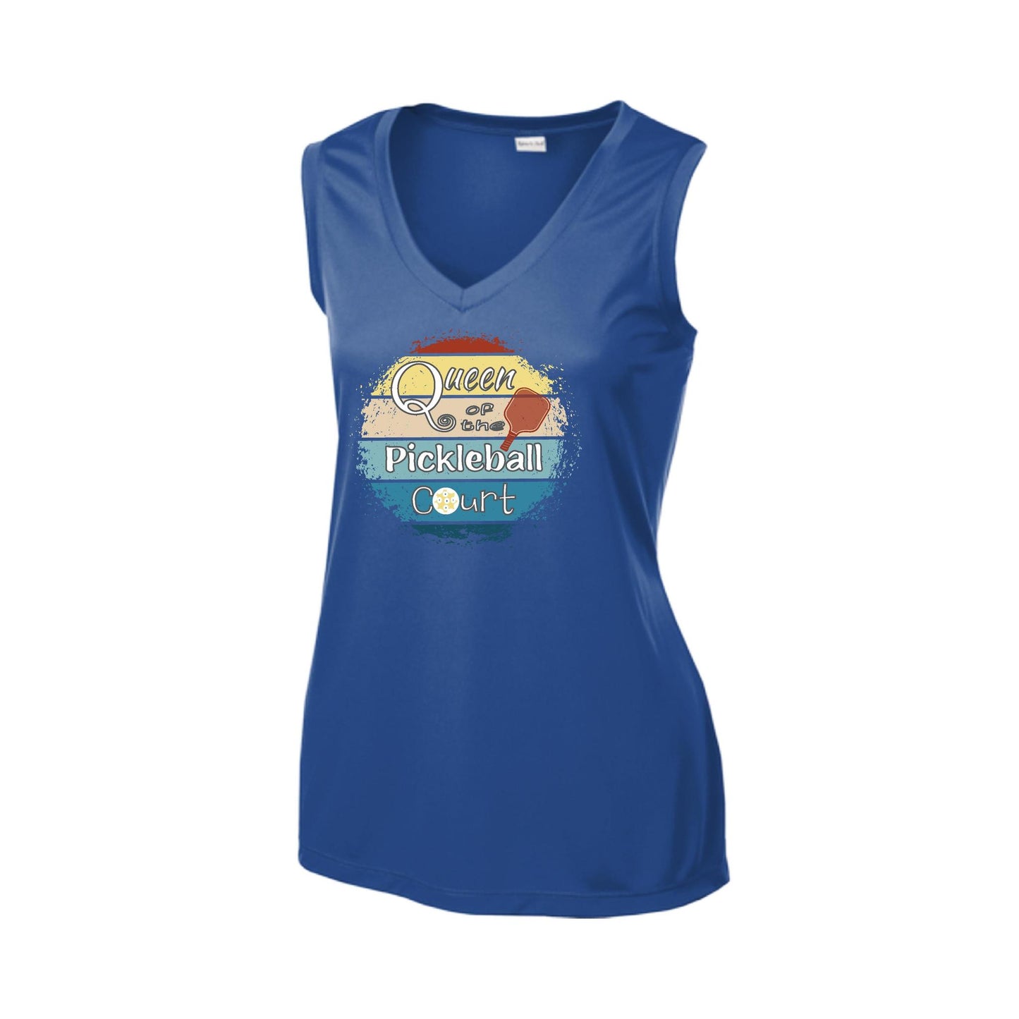 Queen of the Pickleball Court | Women’s Sleeveless Athletic Performance T-Shirt | 100% Polyester