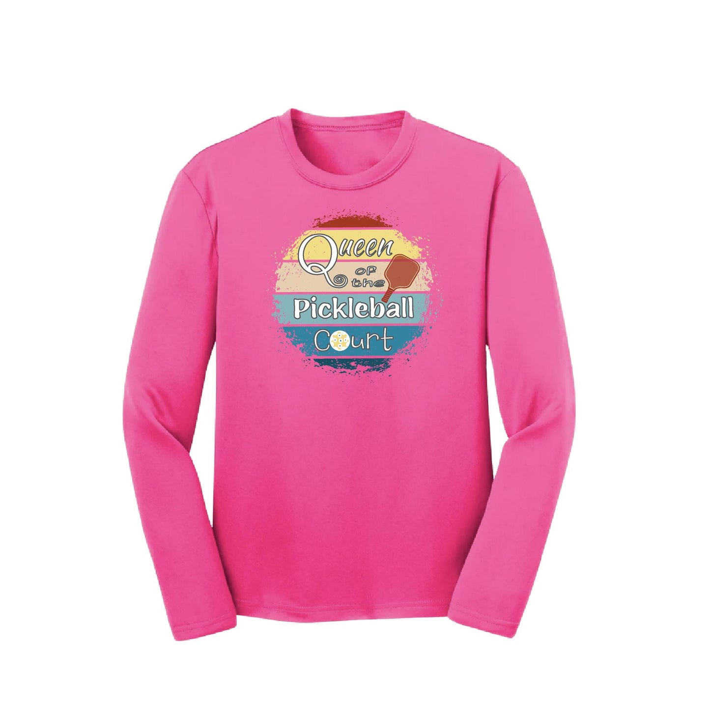 Queen of the Pickleball Court | Youth Long Sleeve Pickleball T-Shirts | 100% Polyester