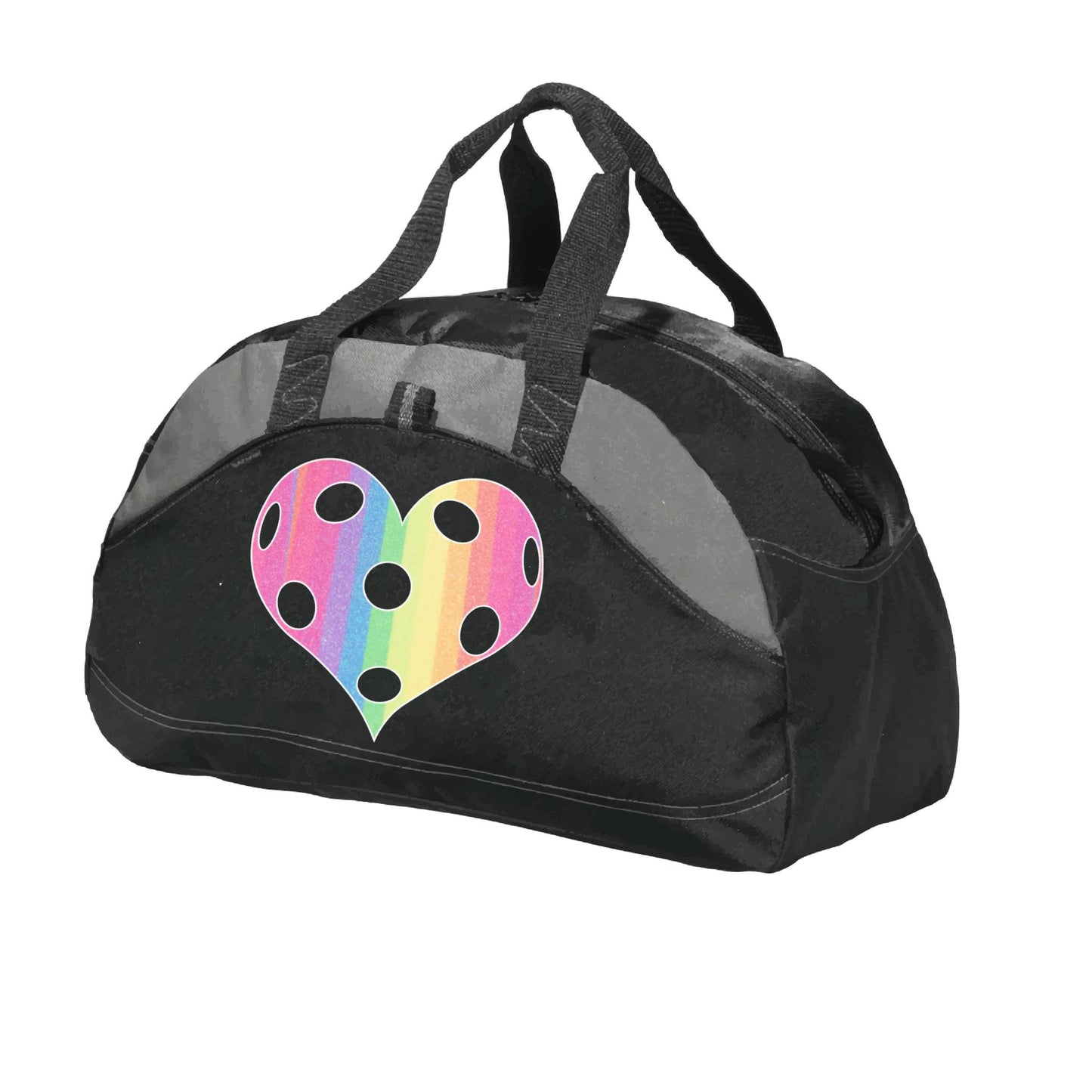 Rainbow Pickleball Heart | Pickleball Sports Duffel | Medium Size Court Bag