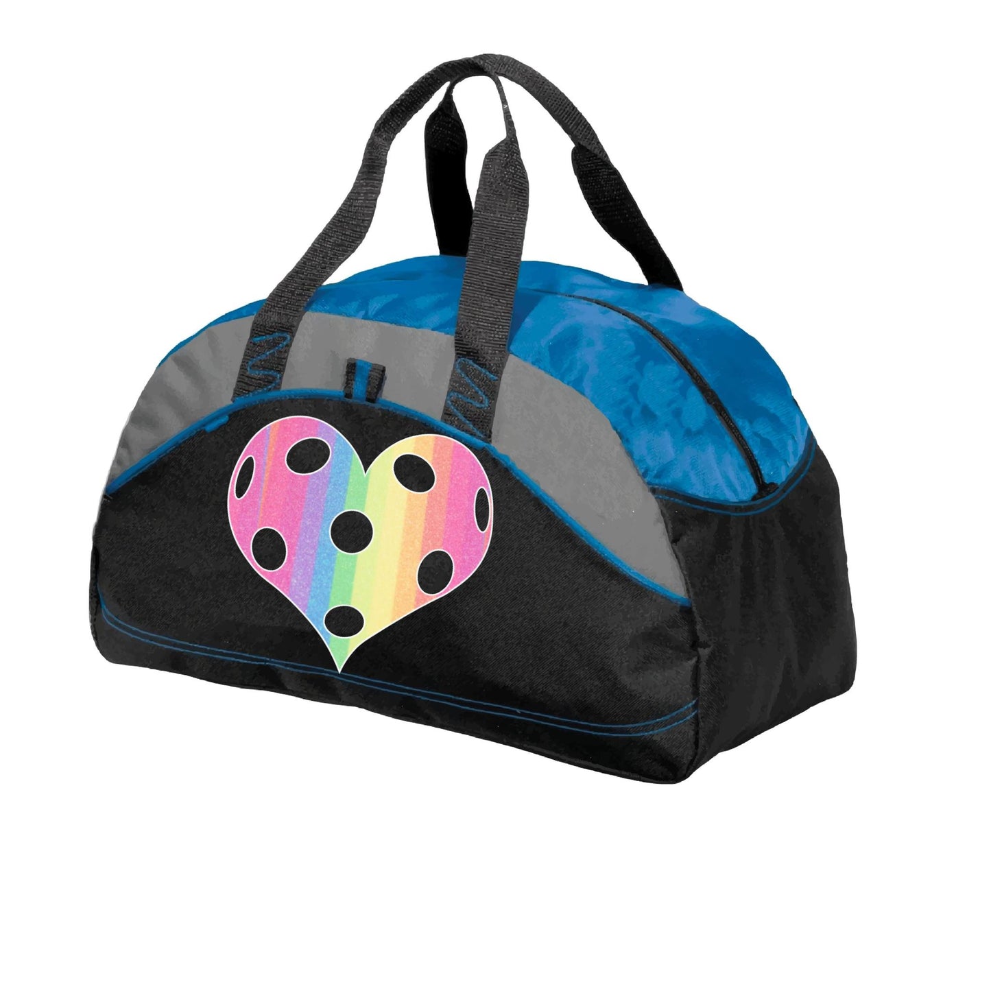 Rainbow Pickleball Heart | Pickleball Sports Duffel | Medium Size Court Bag