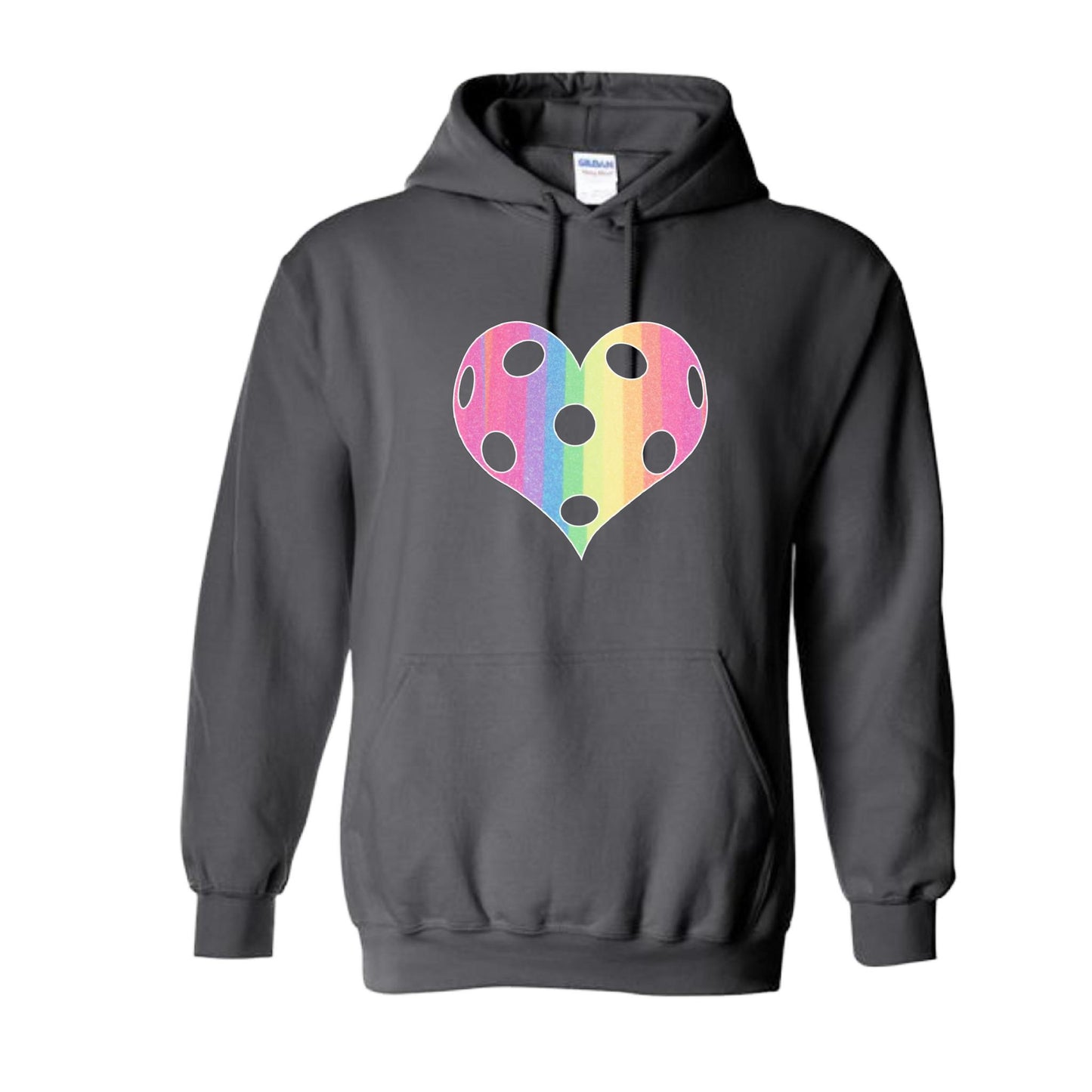 Rainbow Pickleball Heart | Unisex Hoodie Athletic Sweatshirt | 50% Cotton/50% Polyester