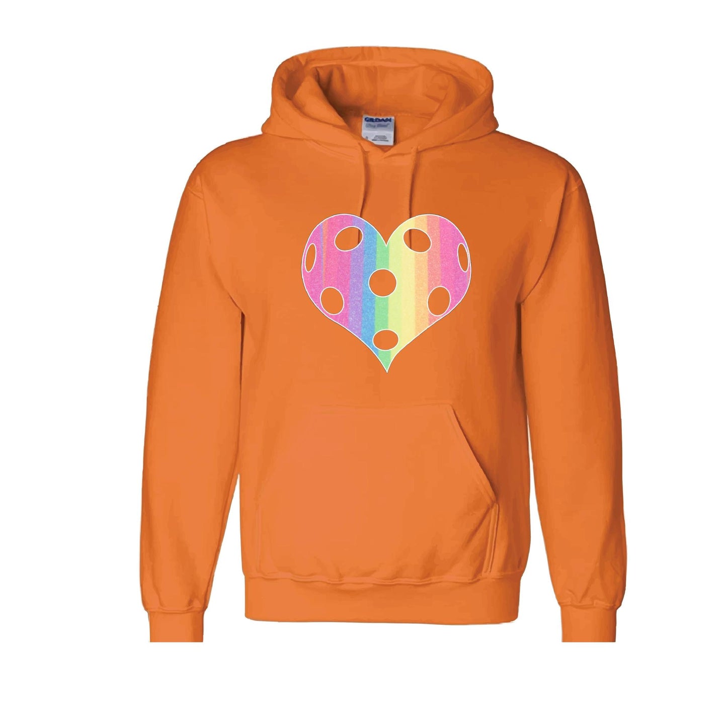 Rainbow Pickleball Heart | Unisex Hoodie Athletic Sweatshirt | 50% Cotton/50% Polyester