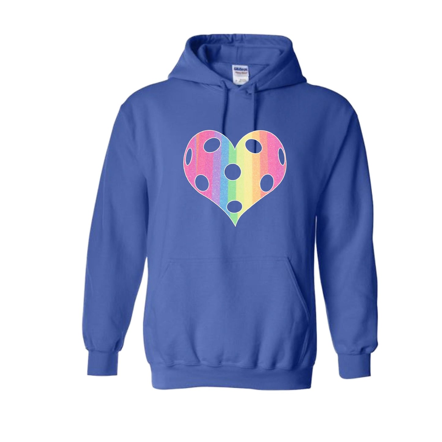 Rainbow Pickleball Heart | Unisex Hoodie Athletic Sweatshirt | 50% Cotton/50% Polyester