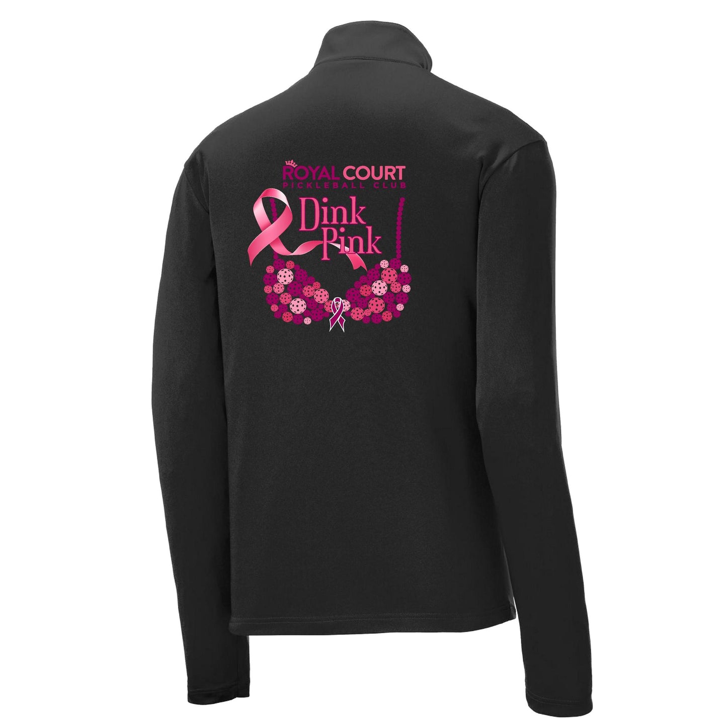 Royal Court Dink Pink | Men's 1/4 Zip Long Sleeve Pullover Athletic Performance Shirt | 100% Polyester