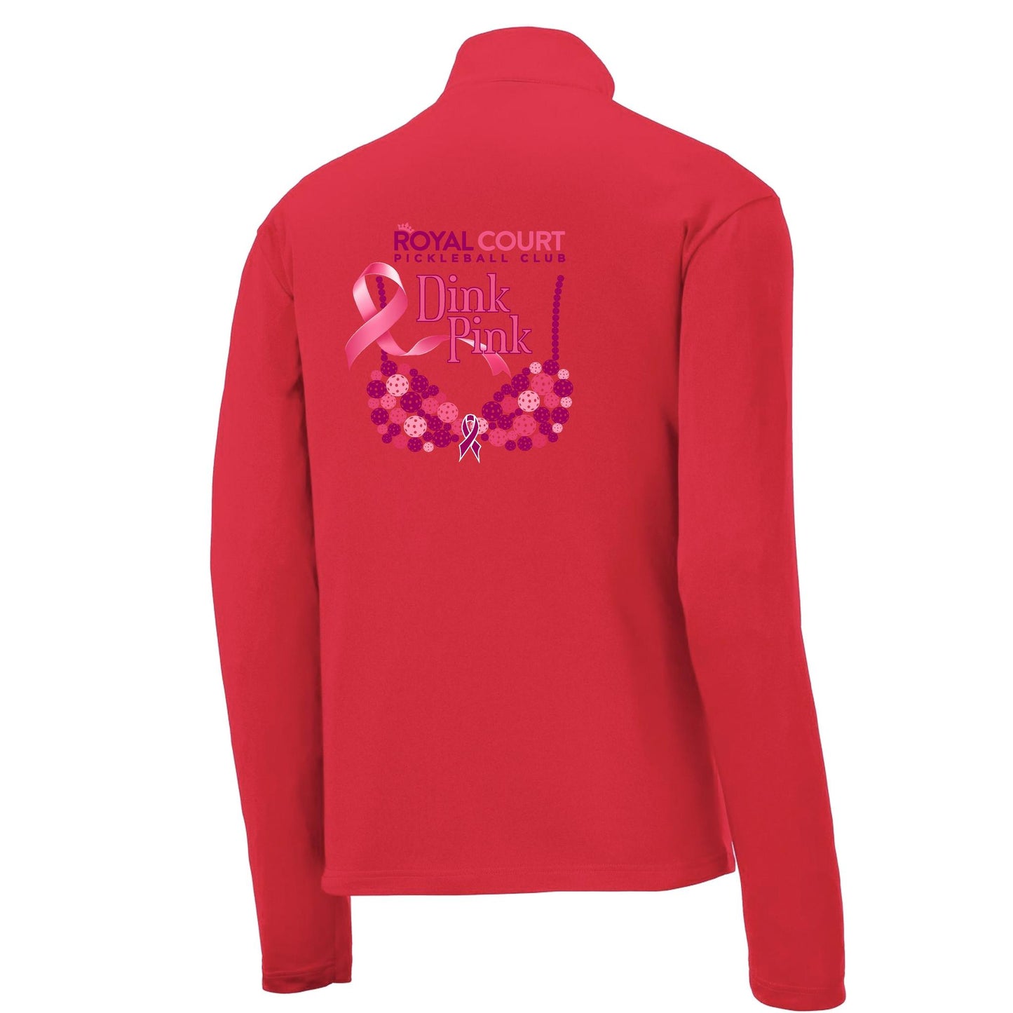 Royal Court Dink Pink | Men's 1/4 Zip Long Sleeve Pullover Athletic Performance Shirt | 100% Polyester