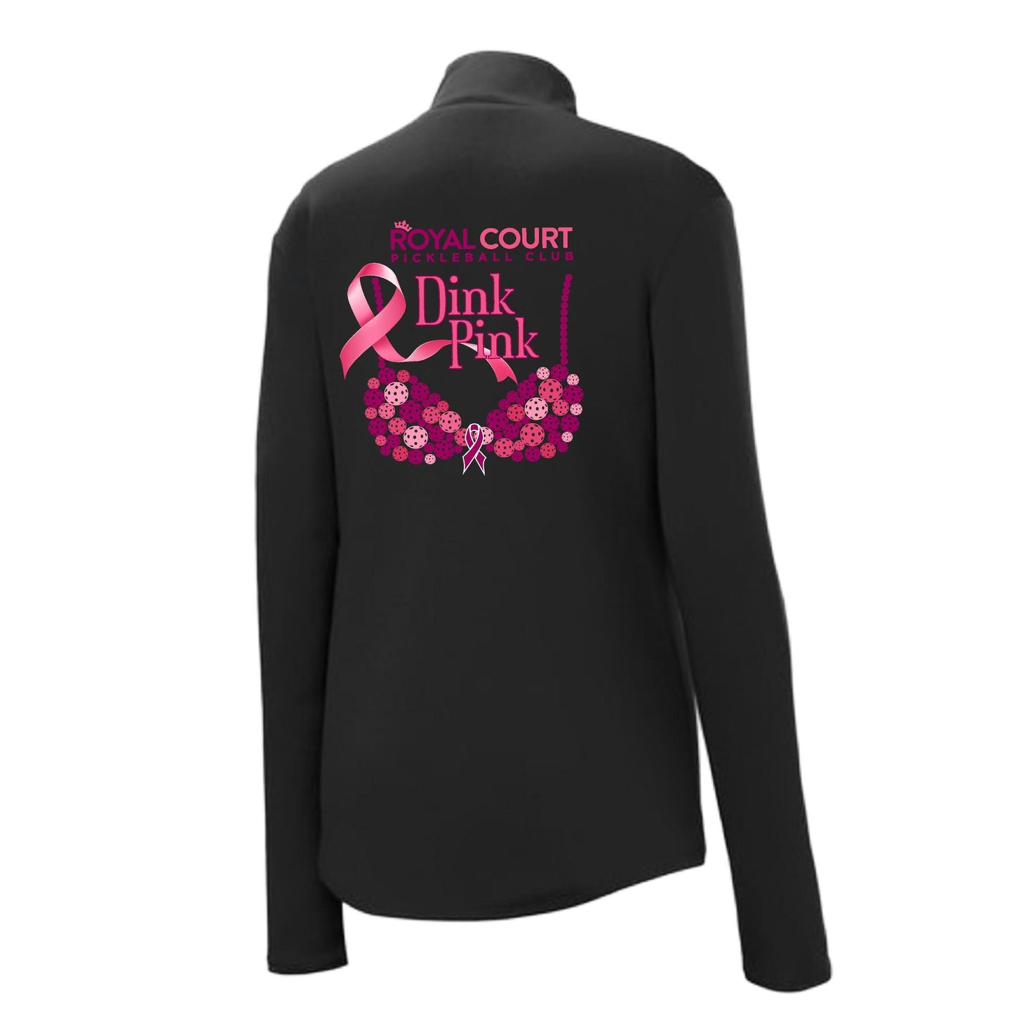 Royal Court Dink Pink | Women's 1/4 Zip Pickleball Performance Pullover Shirt | 100% Polyester