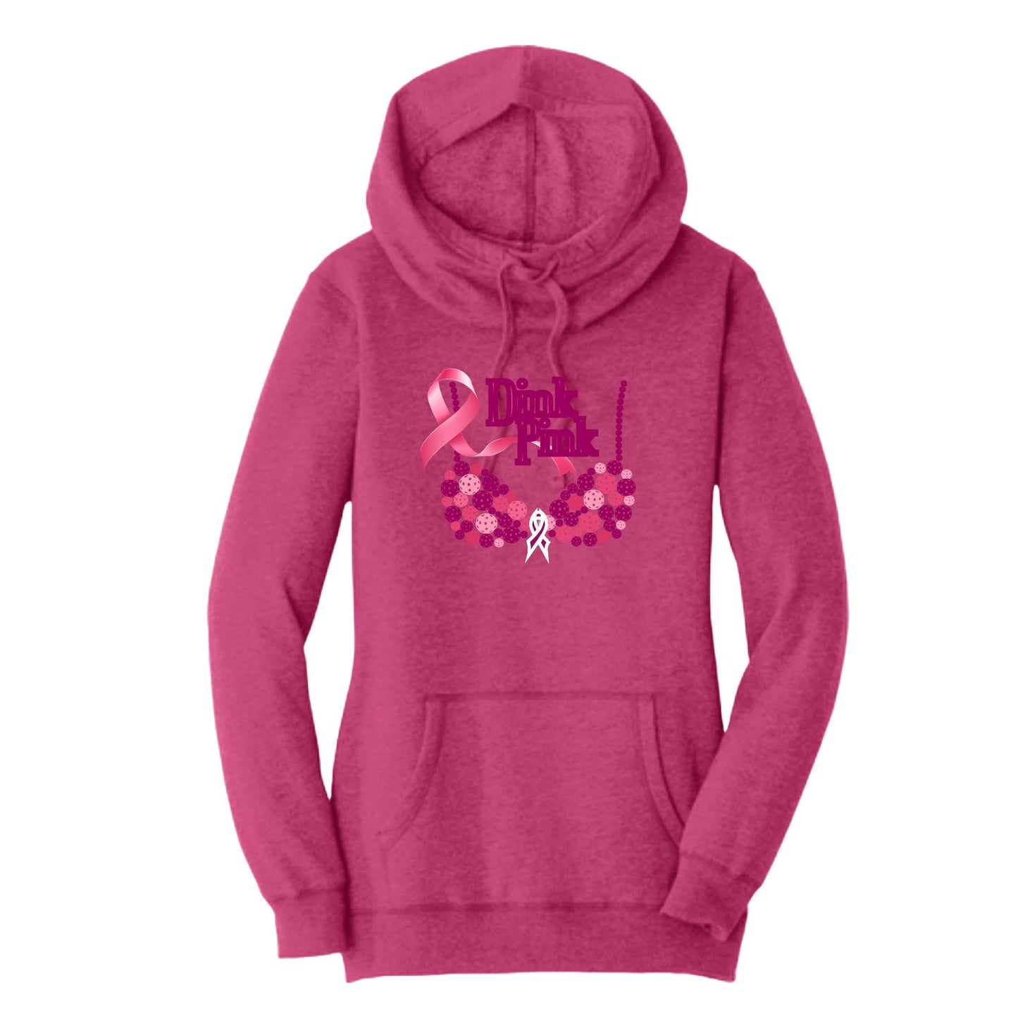 Royal Court Dink Pink | Women’s Cowl-Neck Hoodie Pickleball Sweatshirt | 55% Cotton 45% Poly Fleece