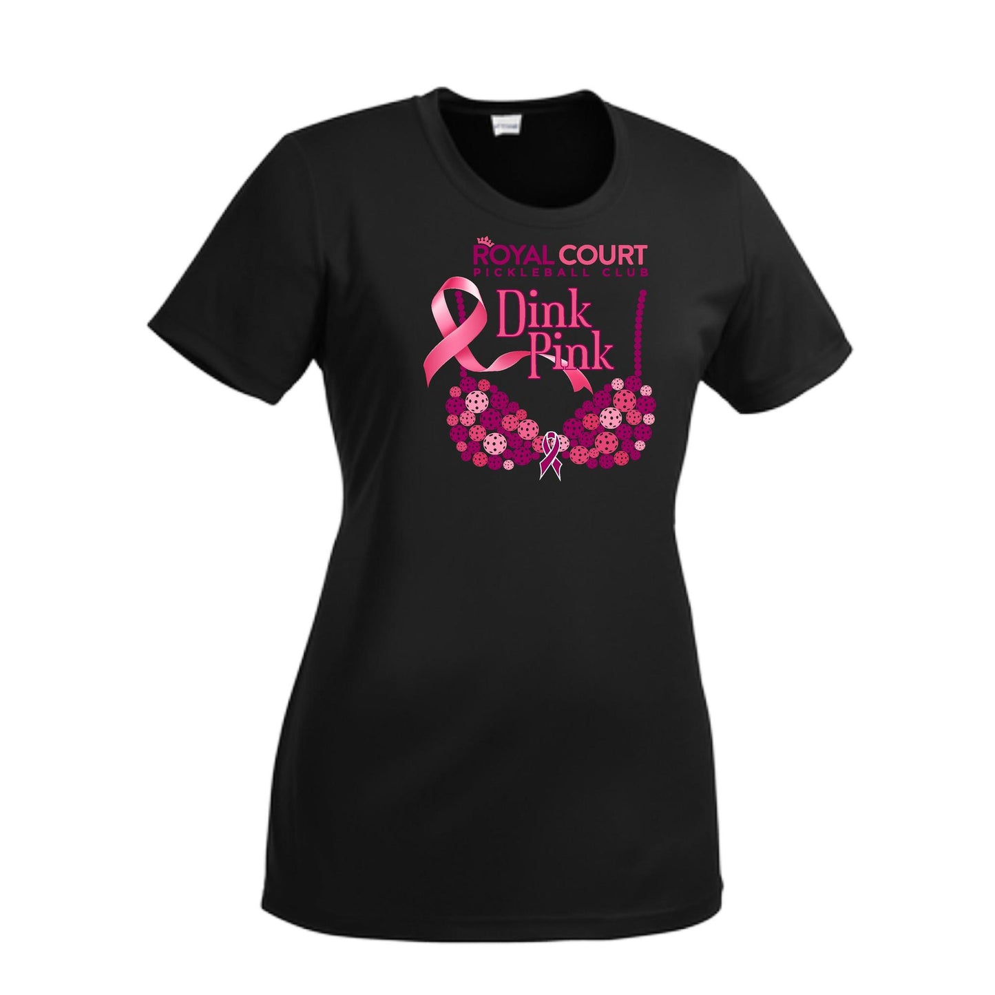 Royal Court Dink Pink | Women’s Short Sleeve Crewneck Pickleball Performance T-Shirts | 100% Polyester