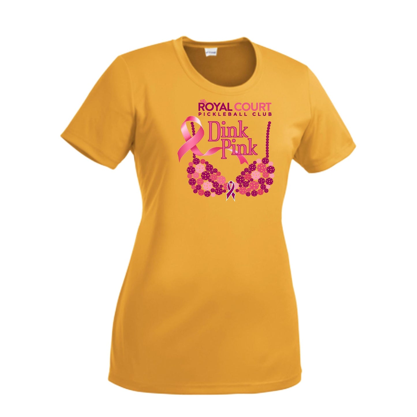 Royal Court Dink Pink | Women’s Short Sleeve Crewneck Pickleball Performance T-Shirts | 100% Polyester