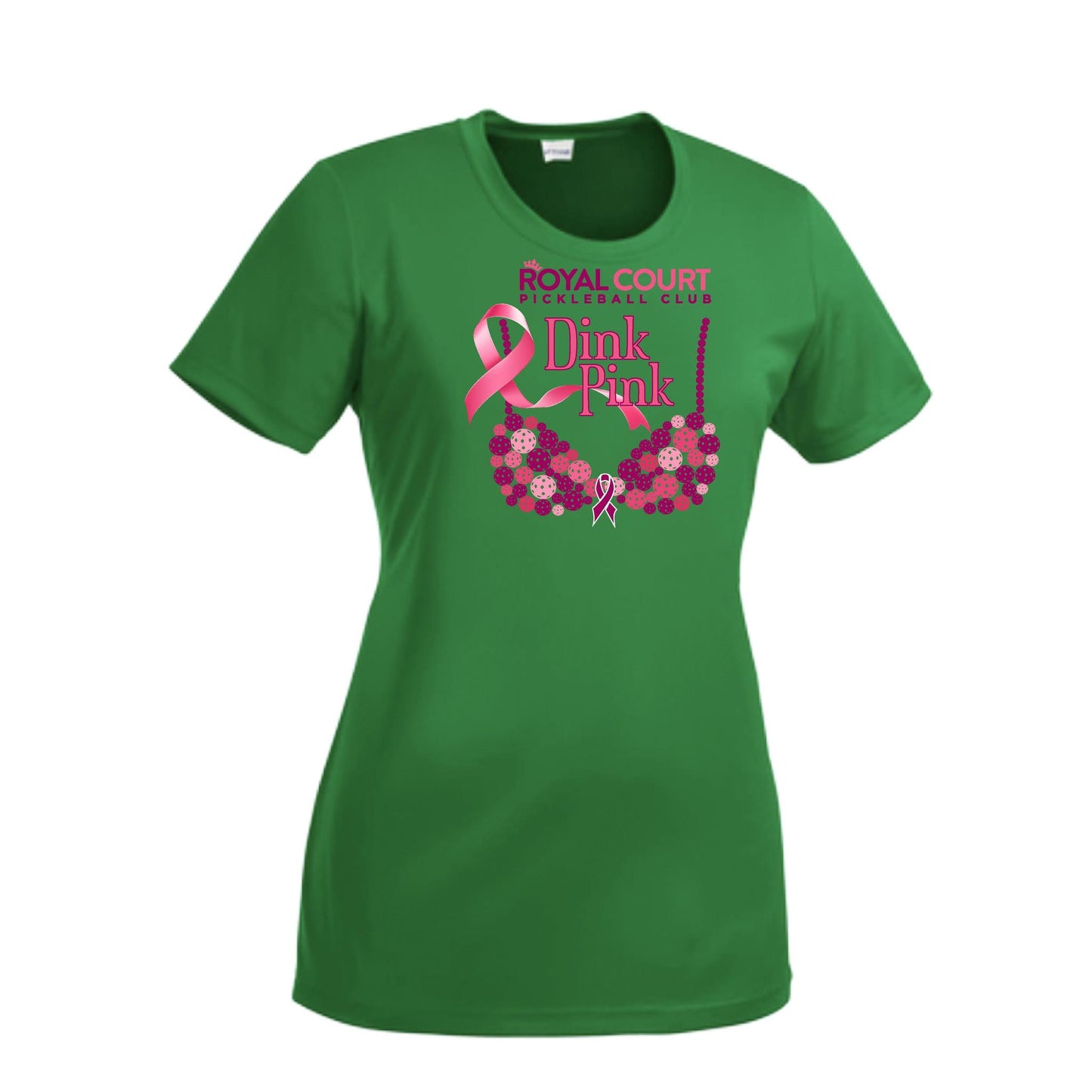 Royal Court Dink Pink | Women’s Short Sleeve Crewneck Pickleball Performance T-Shirts | 100% Polyester