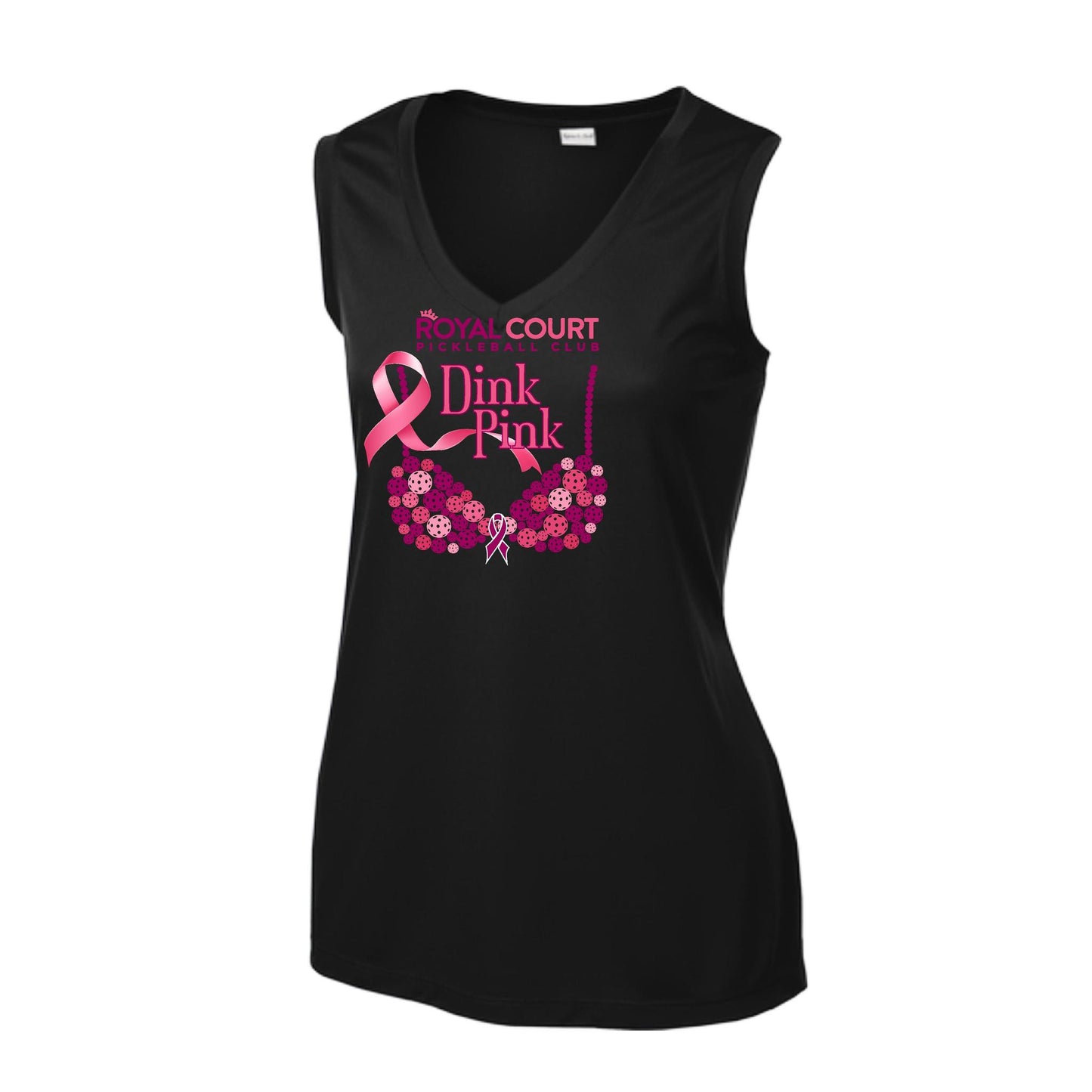 Royal Court Dink Pink | Women’s Sleeveless Pickleball Performance T-Shirt | 100% Polyester