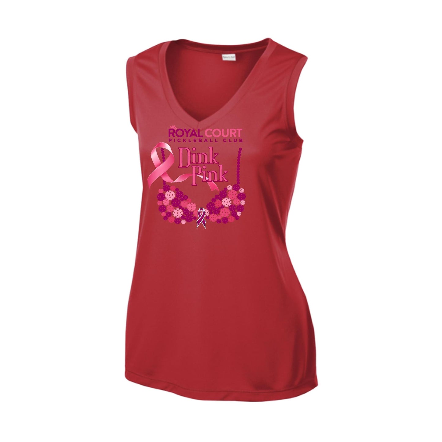 Royal Court Dink Pink | Women’s Sleeveless Pickleball Performance T-Shirt | 100% Polyester