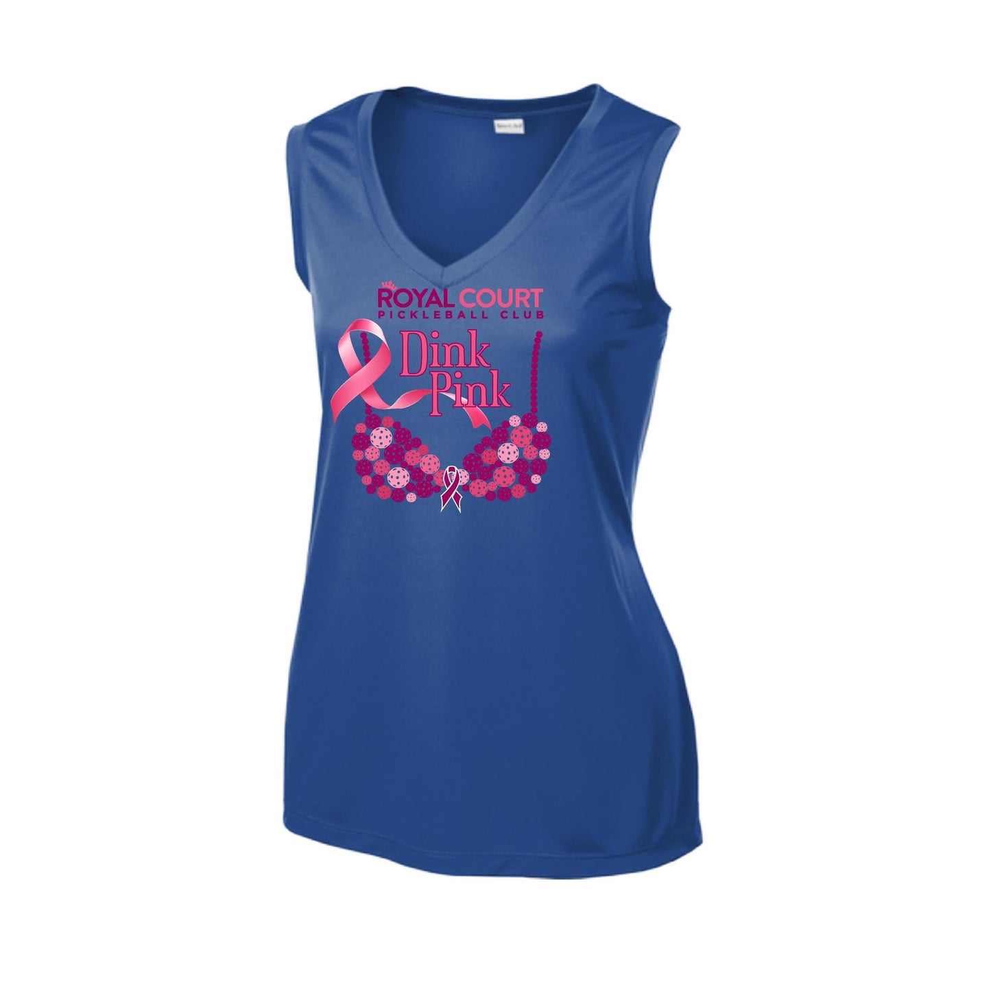 Royal Court Dink Pink | Women’s Sleeveless Pickleball Performance T-Shirt | 100% Polyester