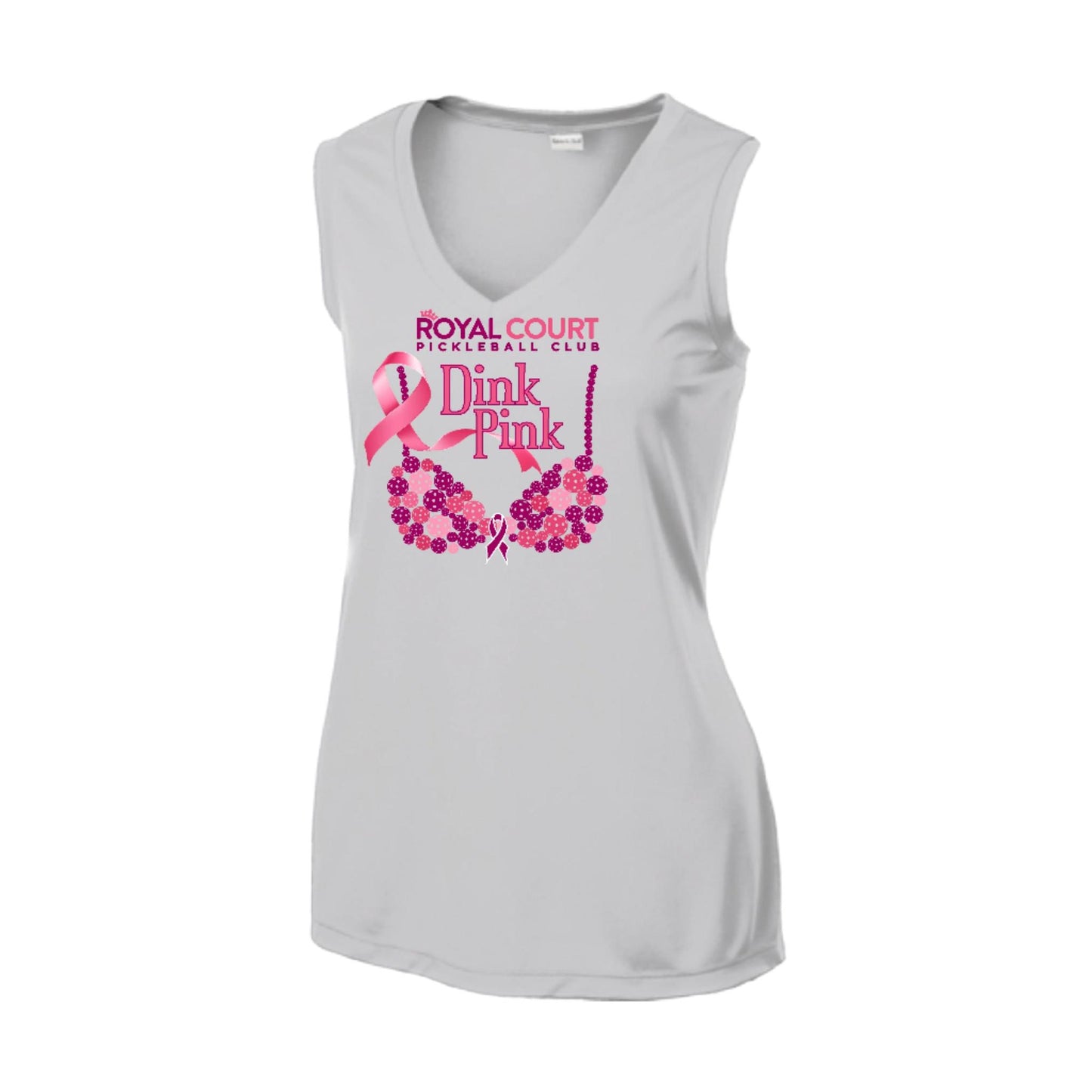 Royal Court Dink Pink | Women’s Sleeveless Pickleball Performance T-Shirt | 100% Polyester