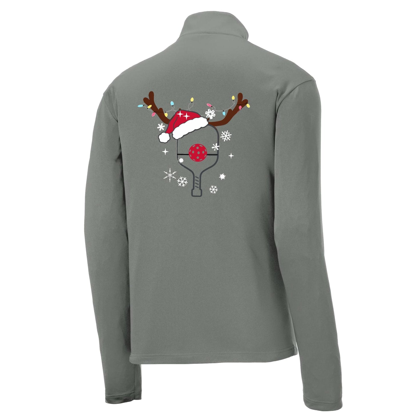 Rudolph The Pickling Reindeer Paddle | Men's 1/4 Zip Long Sleeve Pullover Athletic Performance Shirt | 100% Polyester