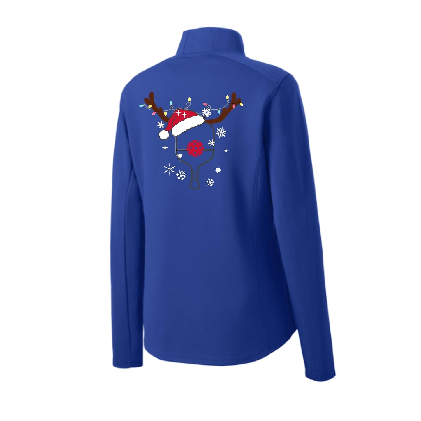 Rudolph The Pickling Reindeer Paddle | Women's 1/4 Zip Pickleball Performance Pullover Shirt | 100% Polyester