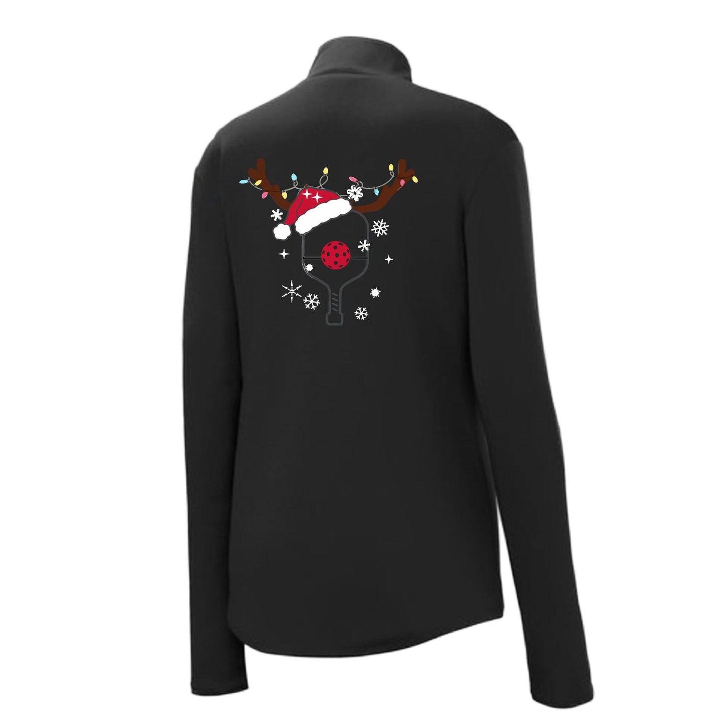 Rudolph The Pickling Reindeer Paddle | Women's 1/4 Zip Pickleball Performance Pullover Shirt | 100% Polyester
