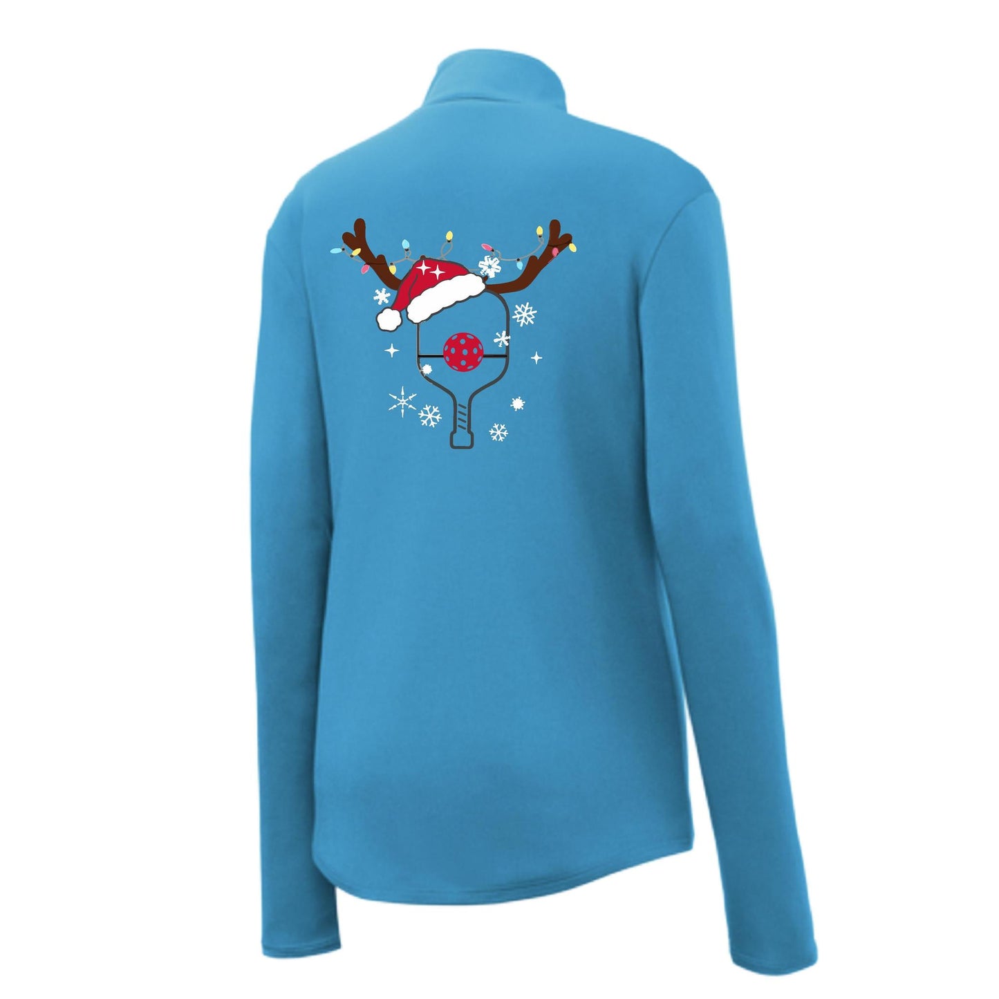 Rudolph The Pickling Reindeer Paddle | Women's 1/4 Zip Pickleball Performance Pullover Shirt | 100% Polyester