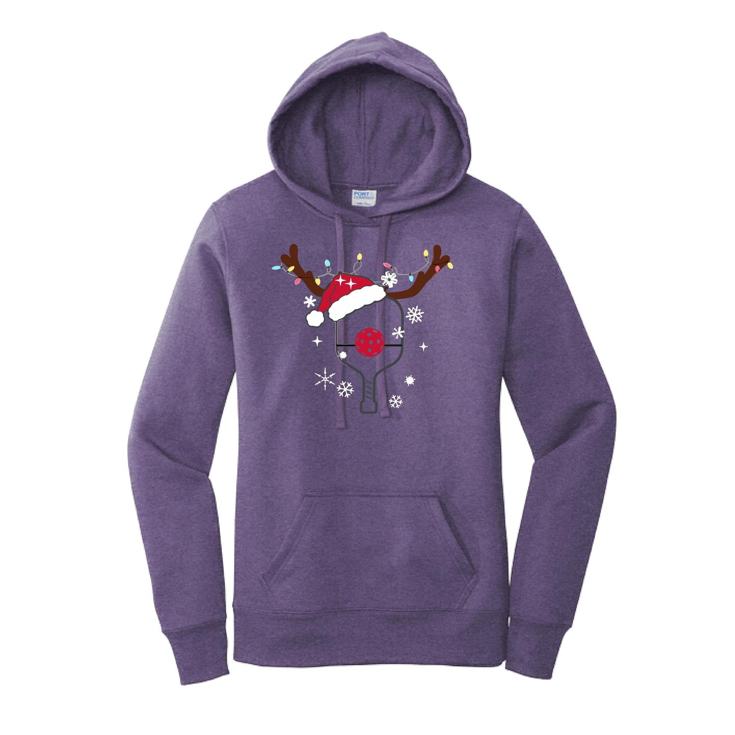 Rudolph The Pickling Reindeer Paddle | Women’s Fitted Hoodie Pickleball Sweatshirt | 50% Cotton 50% Poly Fleece