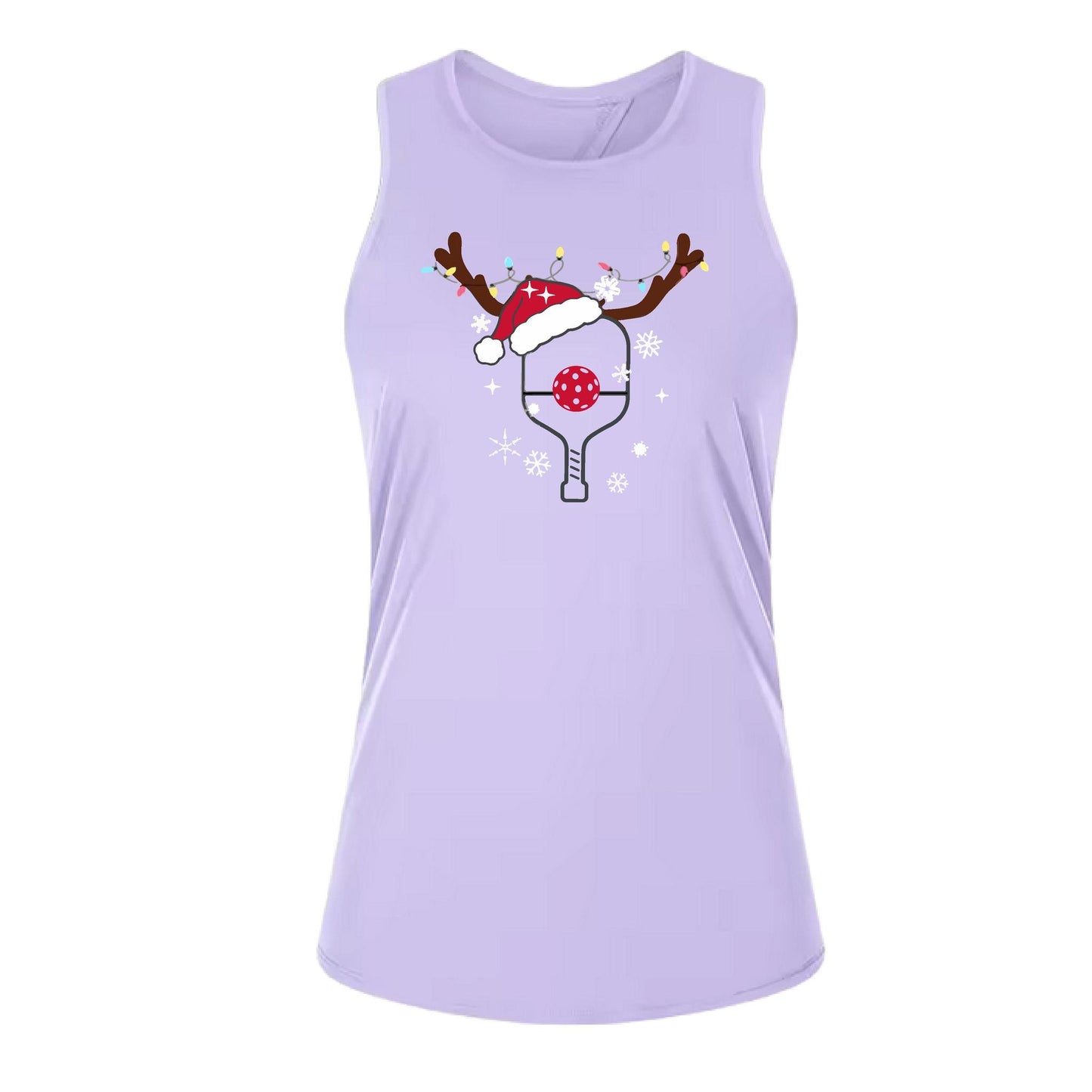 Rudolph The Pickling Reindeer Paddle | Women's Split Back or Tied Back Pickleball Performance Tank | 80/20 Nylon Spandex Mix