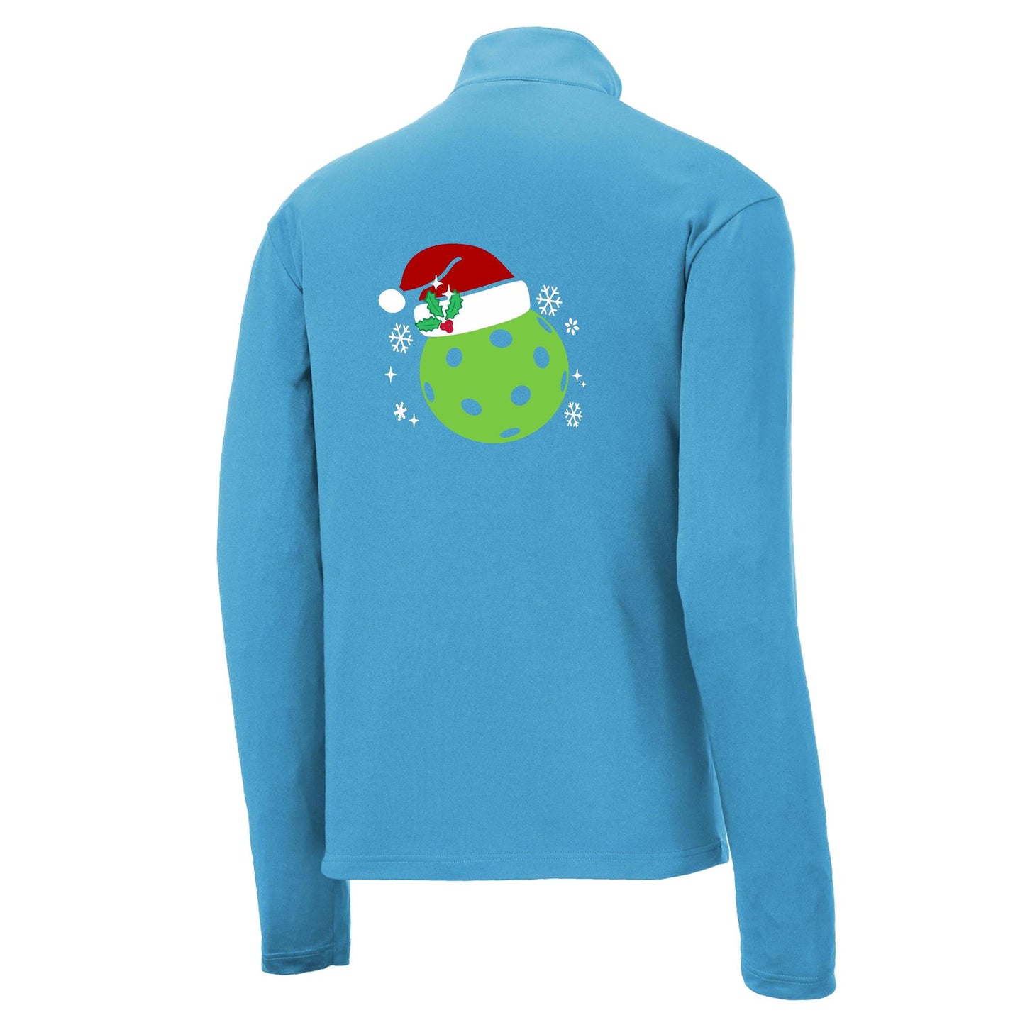 Santa Hat | Men's 1/4 Zip Long Sleeve Pullover Athletic Performance Shirt | 100% Polyester