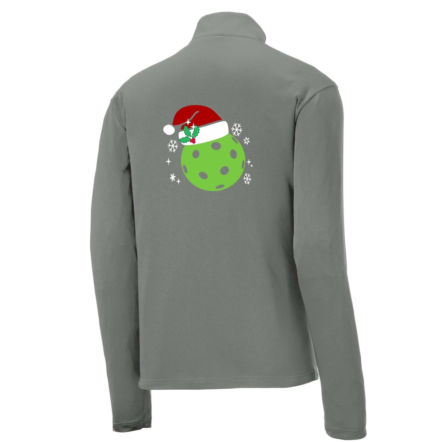 Santa Hat | Men's 1/4 Zip Long Sleeve Pullover Athletic Performance Shirt | 100% Polyester
