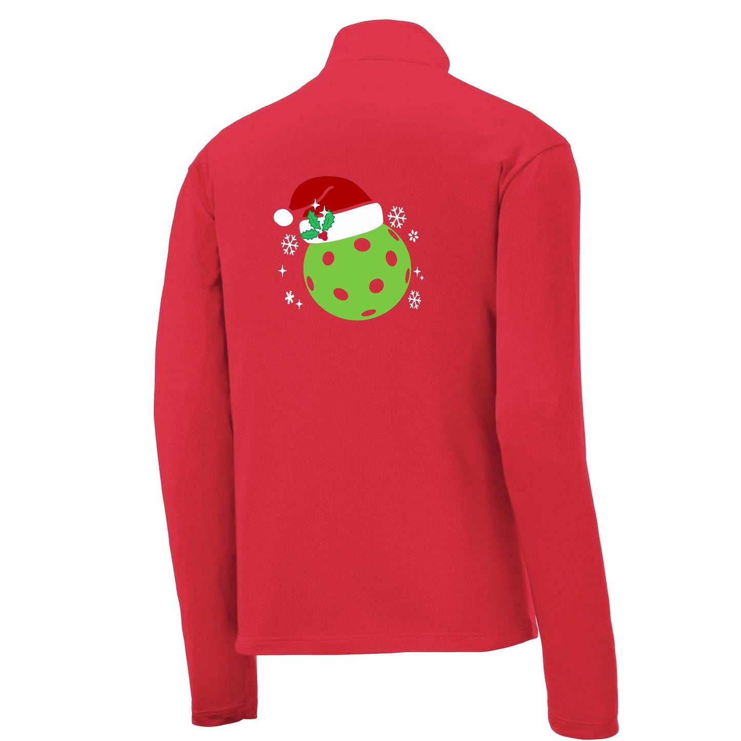 Santa Hat | Men's 1/4 Zip Long Sleeve Pullover Athletic Performance Shirt | 100% Polyester
