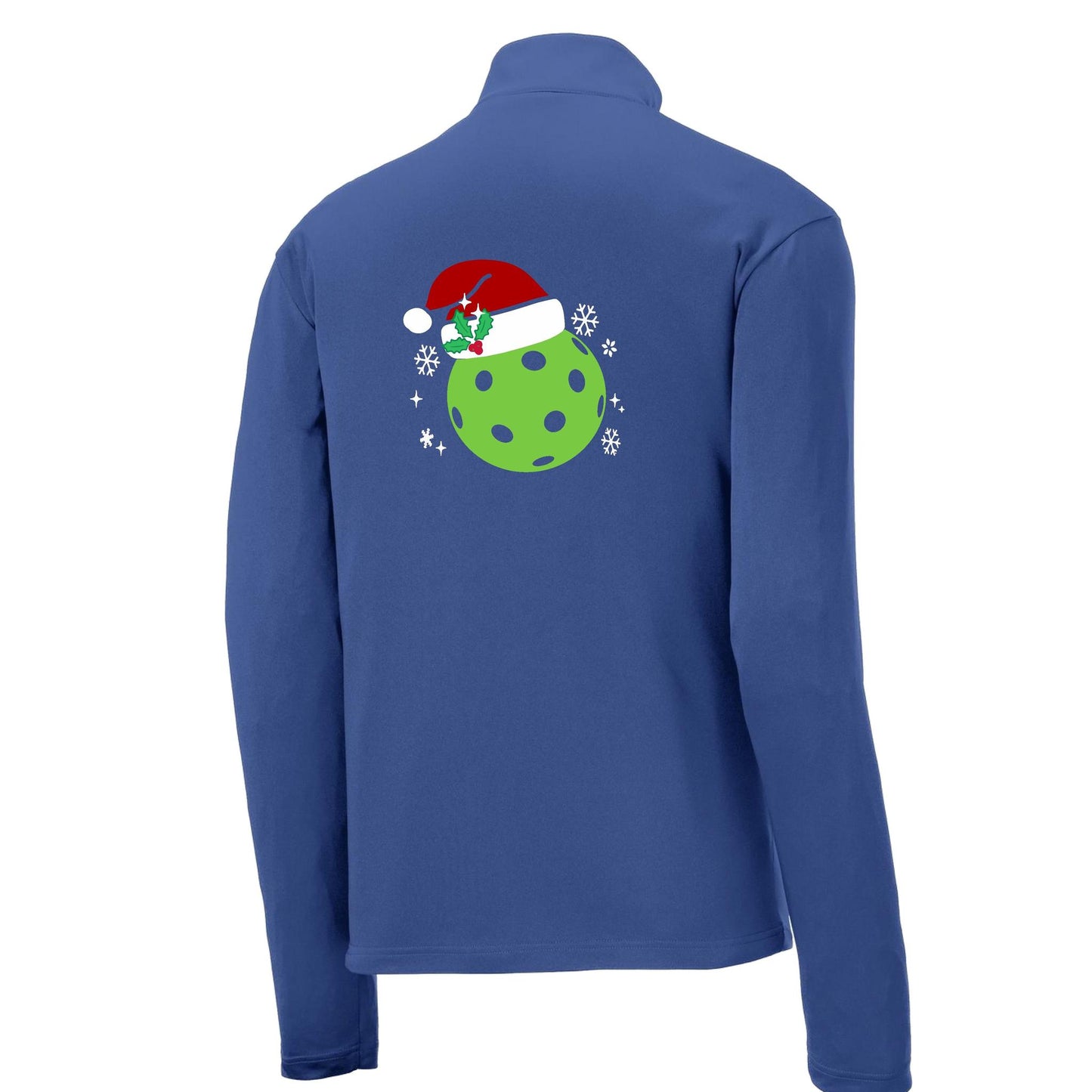 Santa Hat | Men's 1/4 Zip Long Sleeve Pullover Athletic Performance Shirt | 100% Polyester