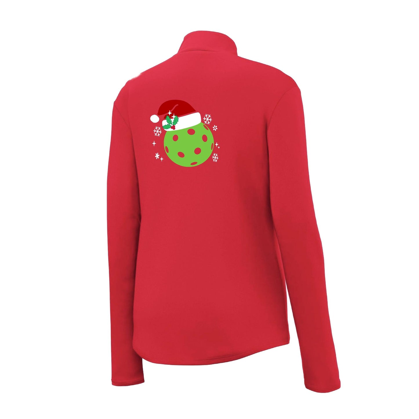 Santa Hat | Women's 1/4 Zip Pickleball Performance Pullover Shirt | 100% Polyester