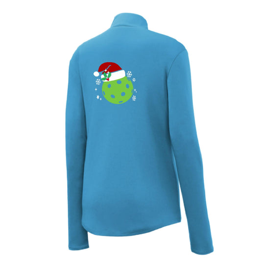 Santa Hat | Women's 1/4 Zip Pickleball Performance Pullover Shirt | 100% Polyester