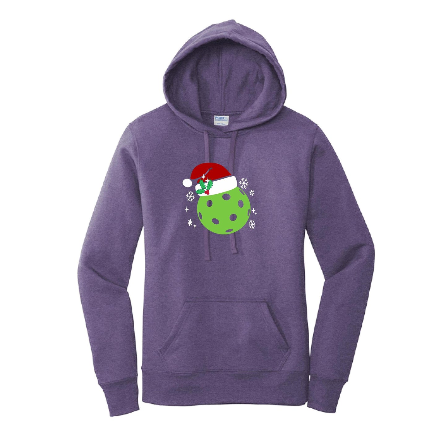 Santa Hat | Women’s Fitted Hoodie Pickleball Sweatshirt | 50% Cotton 50% Poly Fleece