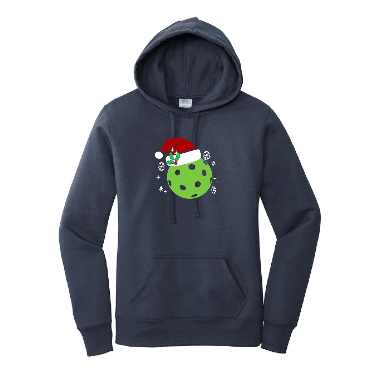 Santa Hat | Women’s Fitted Hoodie Pickleball Sweatshirt | 50% Cotton 50% Poly Fleece
