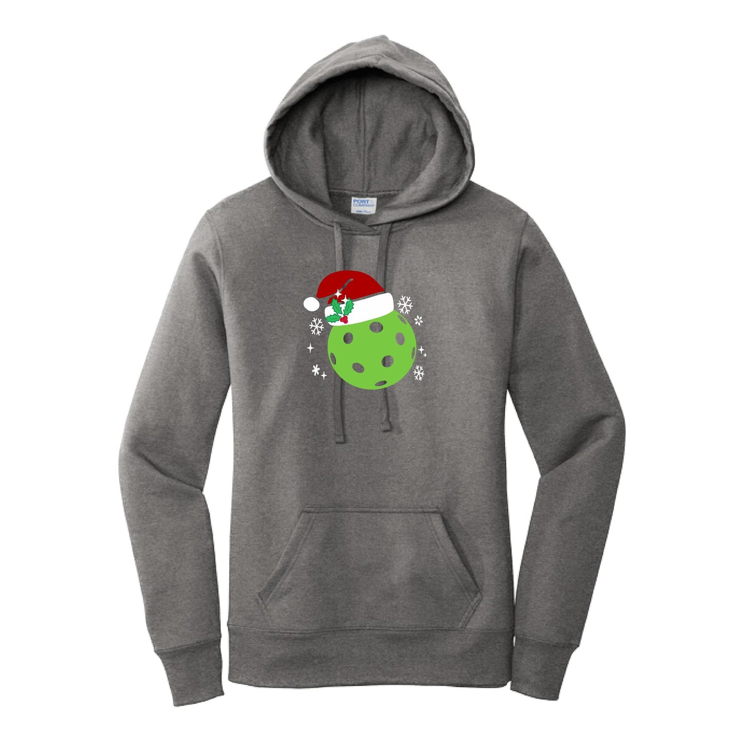 Santa Hat | Women’s Fitted Hoodie Pickleball Sweatshirt | 50% Cotton 50% Poly Fleece