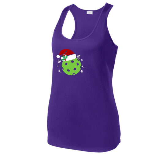 Santa Hat | Women's Racerback Pickleball Performance Tank | 100% Polyester