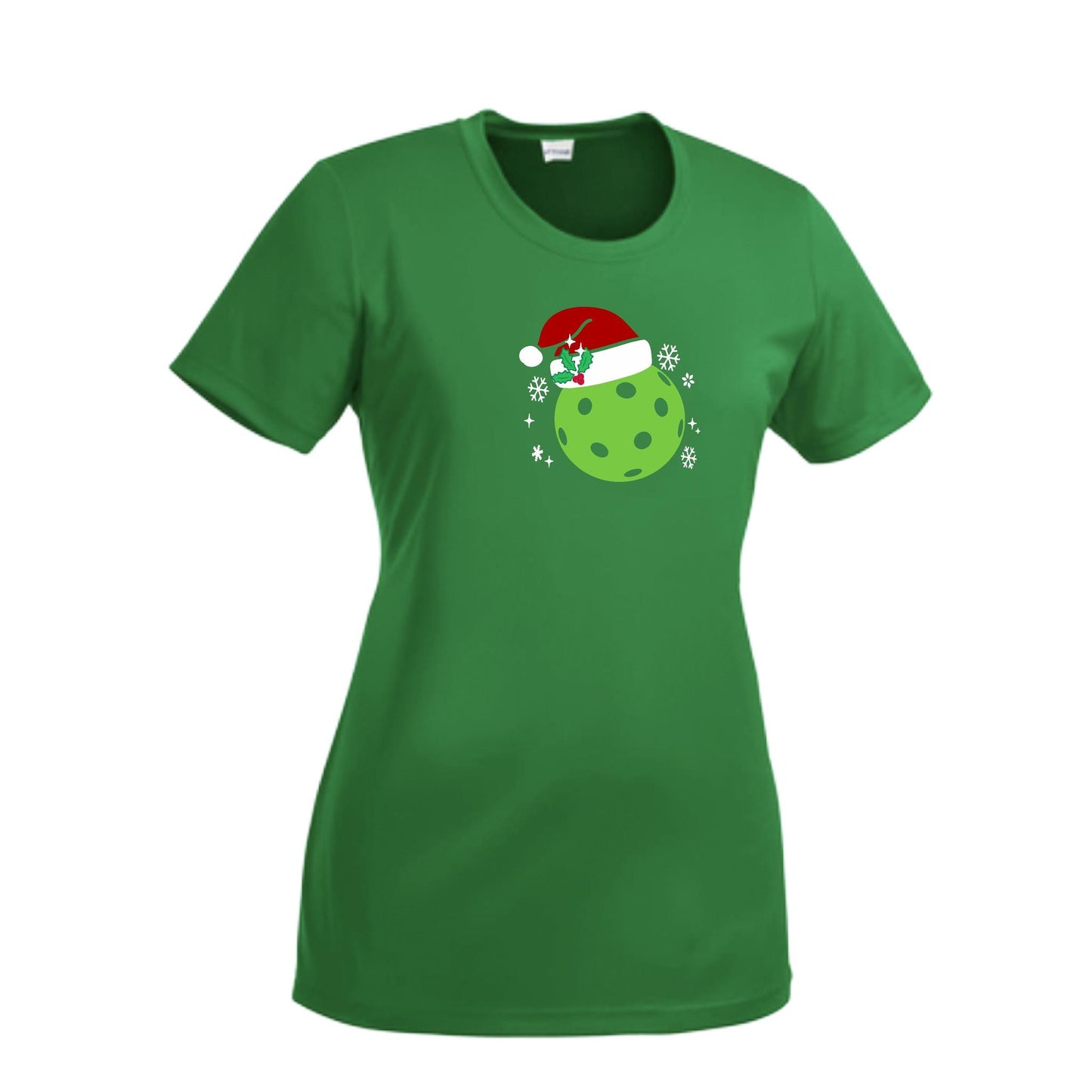 Santa Hat | Women’s Short Sleeve Crewneck Pickleball Performance T-Shirts | 100% Polyester