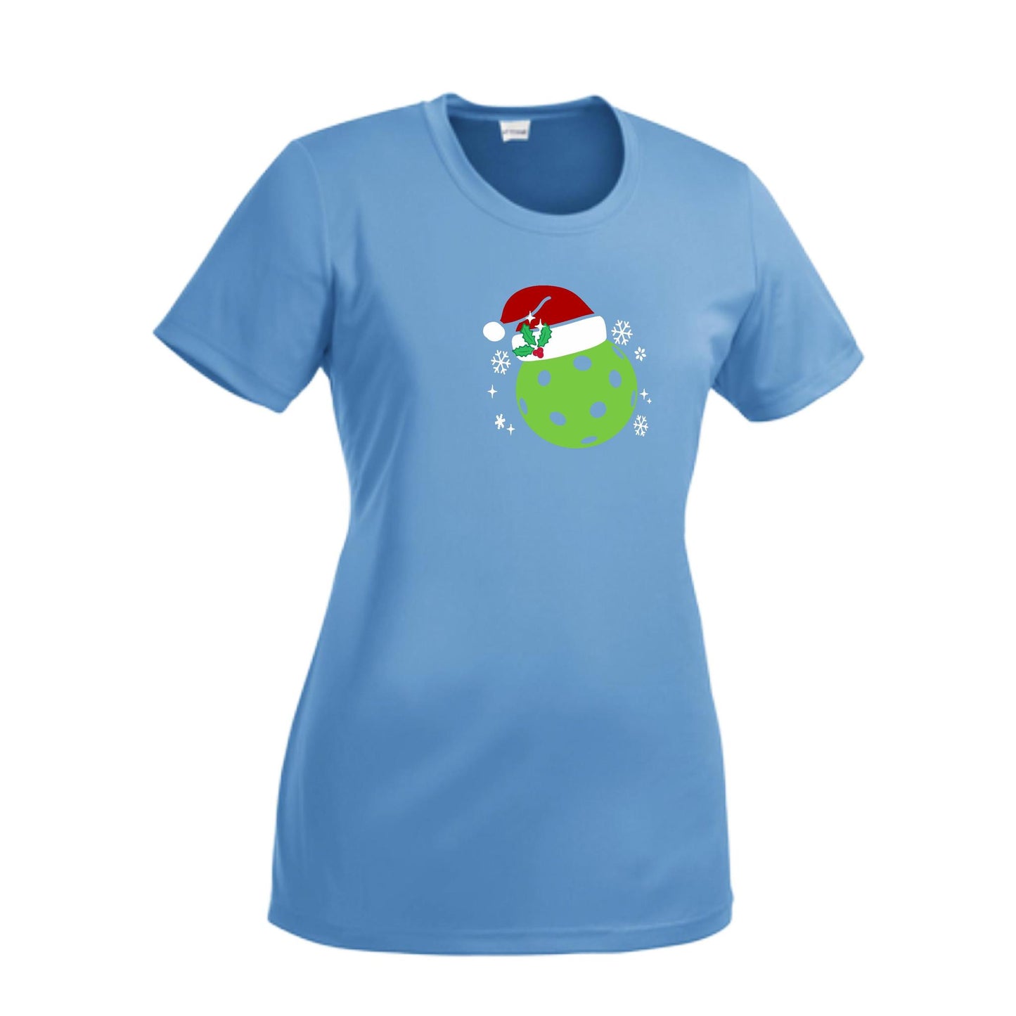 Santa Hat | Women’s Short Sleeve Crewneck Pickleball Performance T-Shirts | 100% Polyester