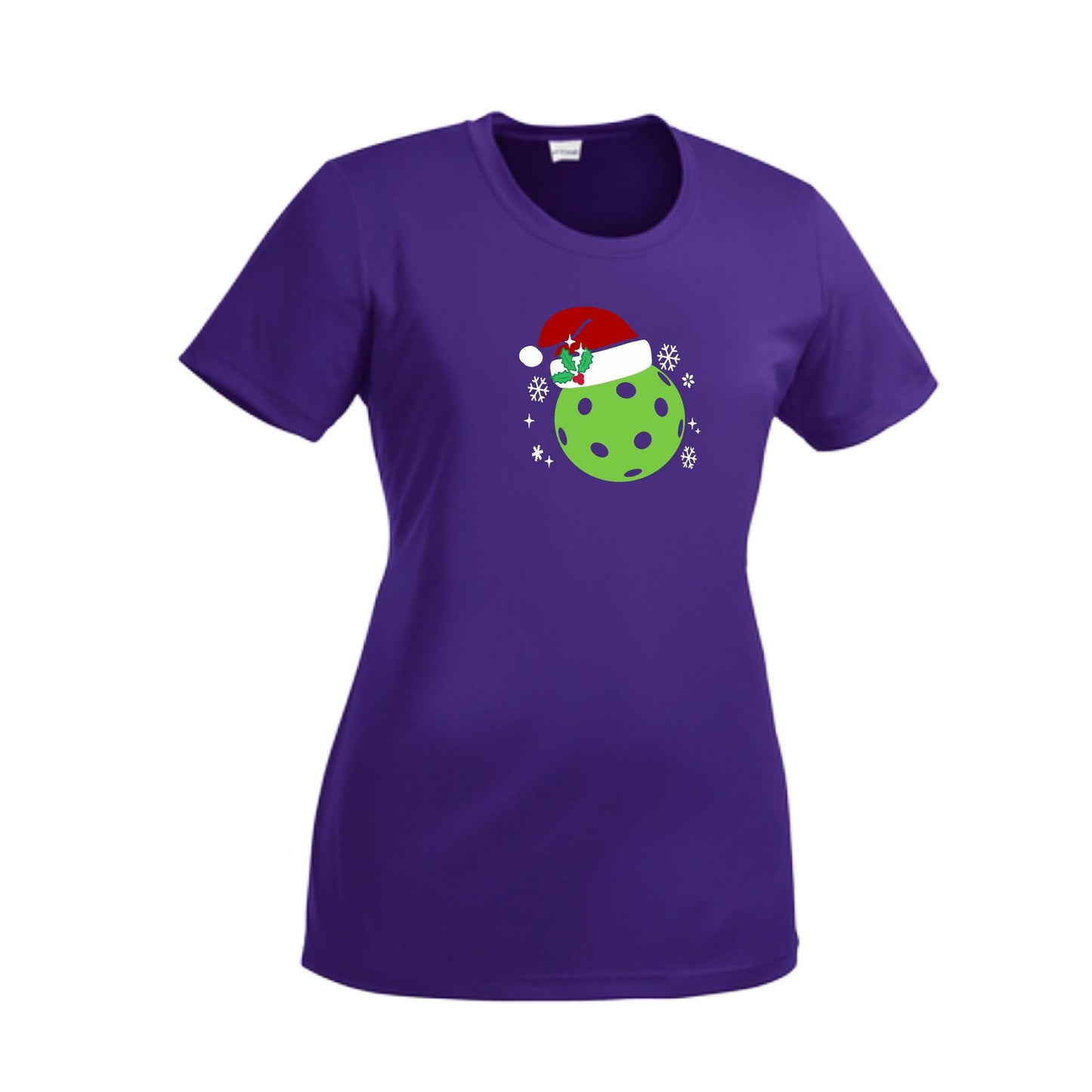 Santa Hat | Women’s Short Sleeve Crewneck Pickleball Performance T-Shirts | 100% Polyester